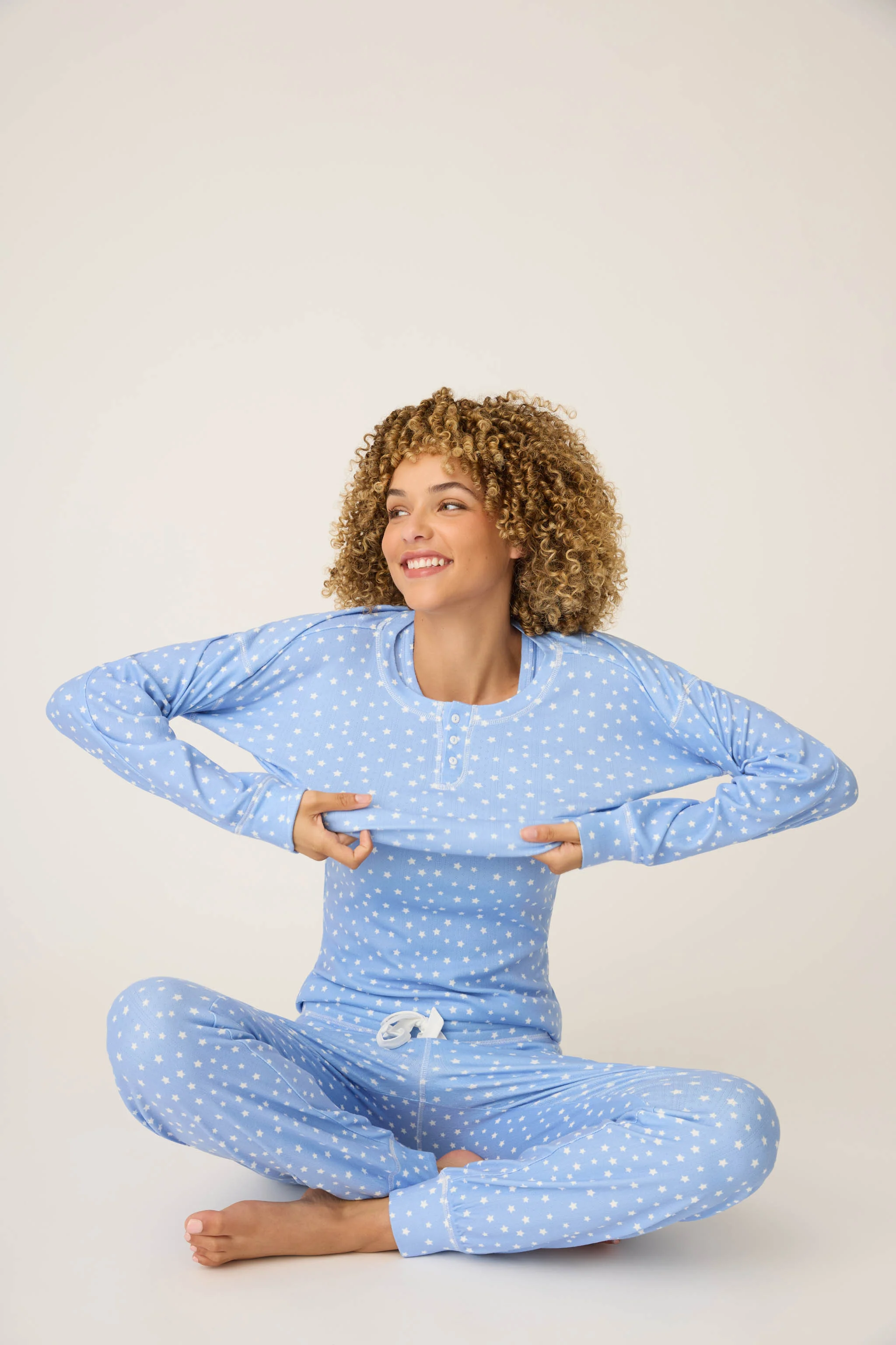 Pointelle Essentials Ditsy Star 4-Piece Loungewear Set - Image 4