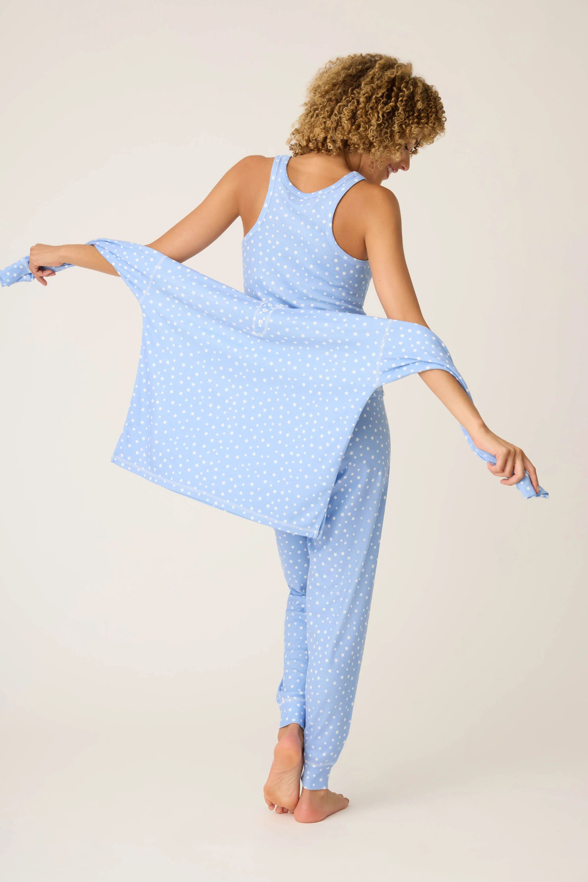 Pointelle Essentials Ditsy Star 4-Piece Loungewear Set - Image 8