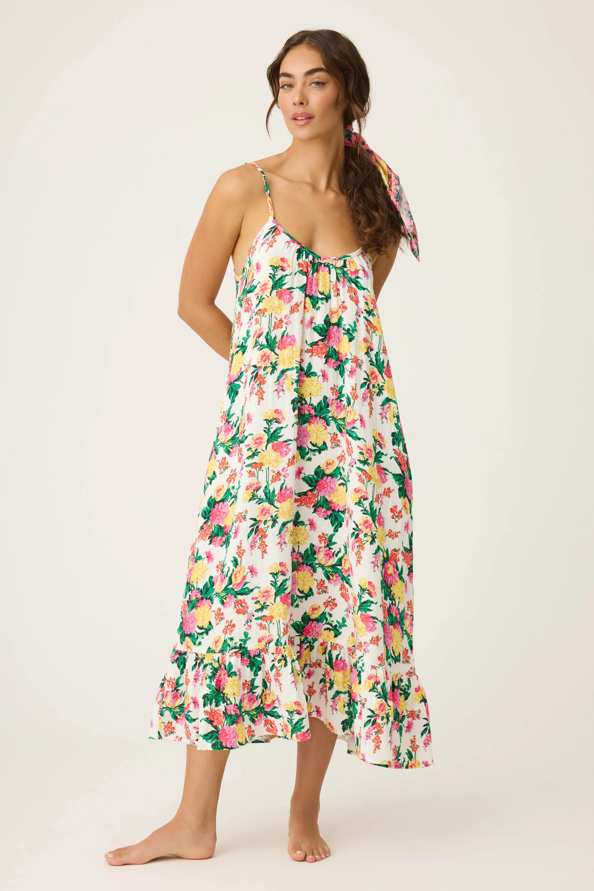 Tropical Floral Print Midi Dress - Image 3