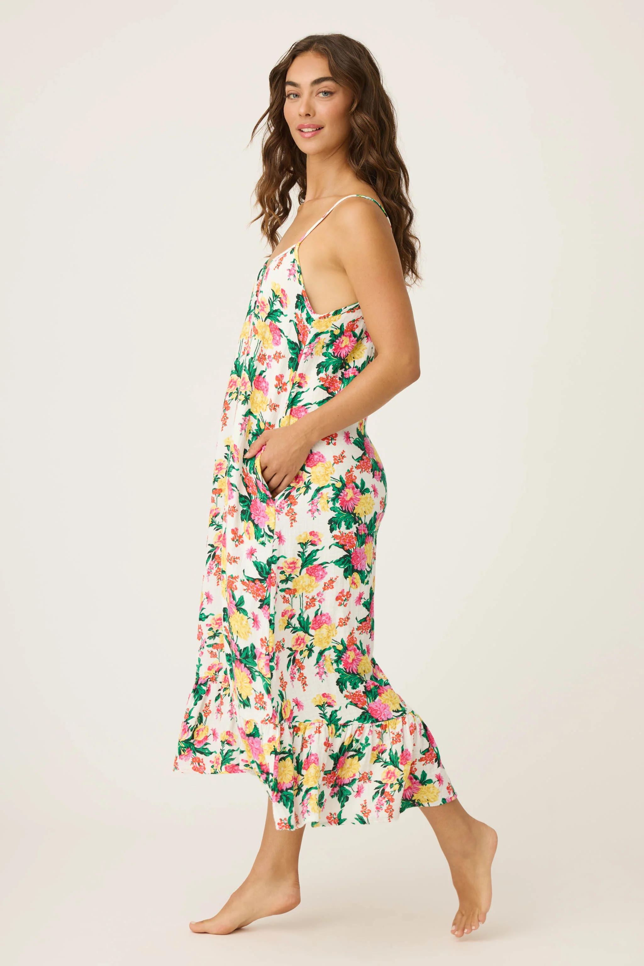 Tropical Floral Print Midi Dress - Image 5