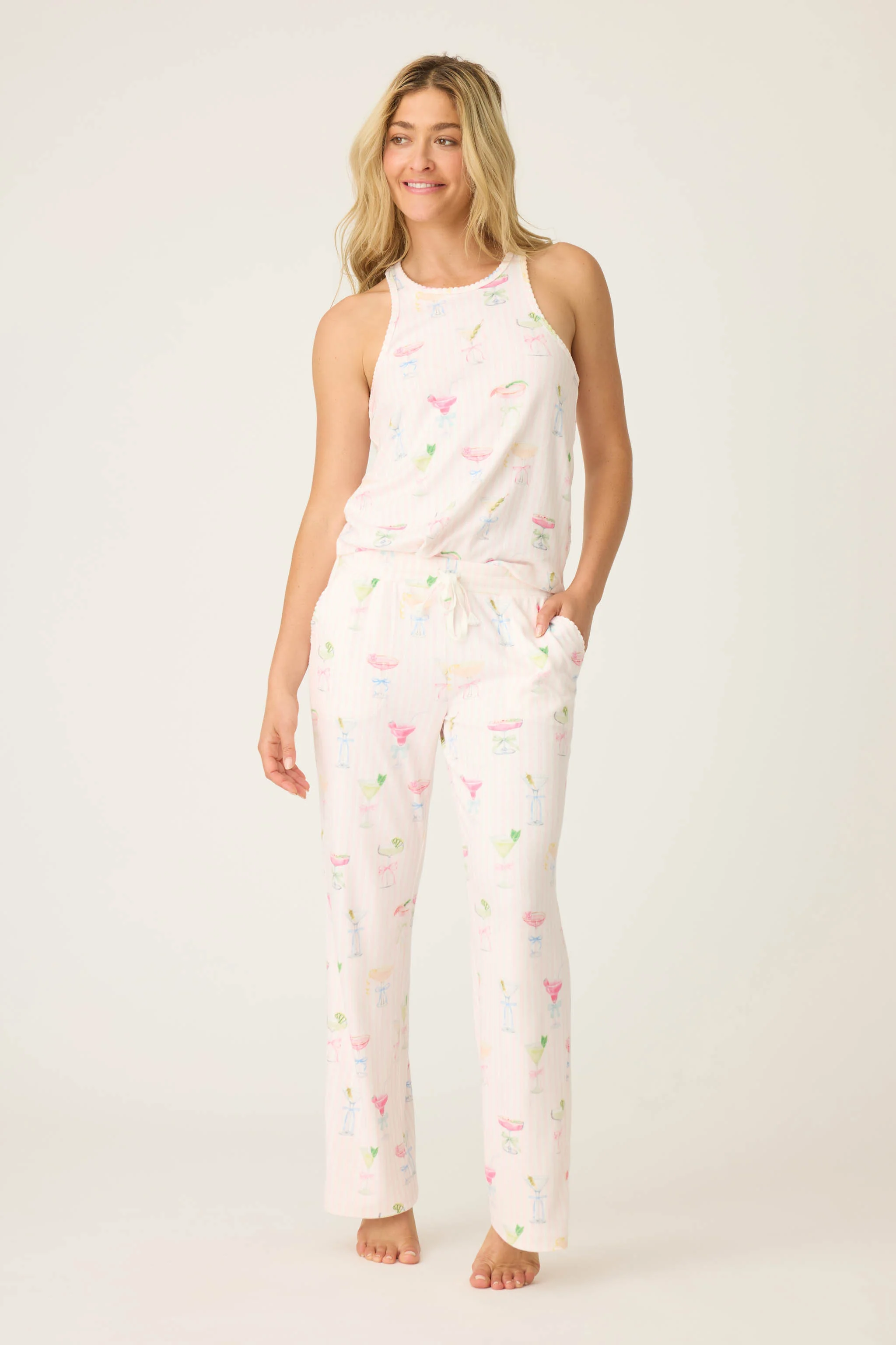 Pretty Punch Cocktail Print Open Leg Pants - Image 4