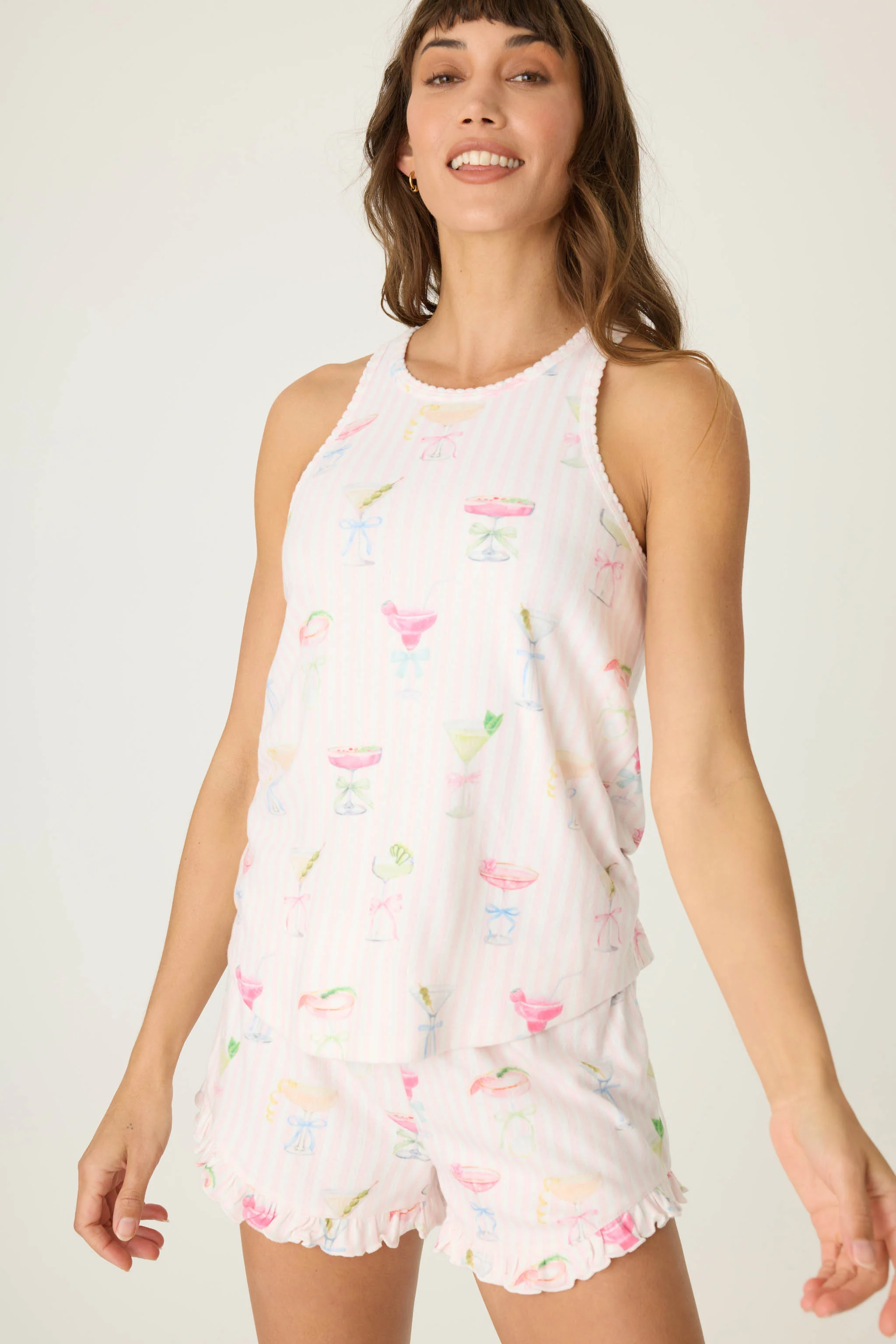 Pretty Punch Cocktail Print Racerback Tank Top - Image 2