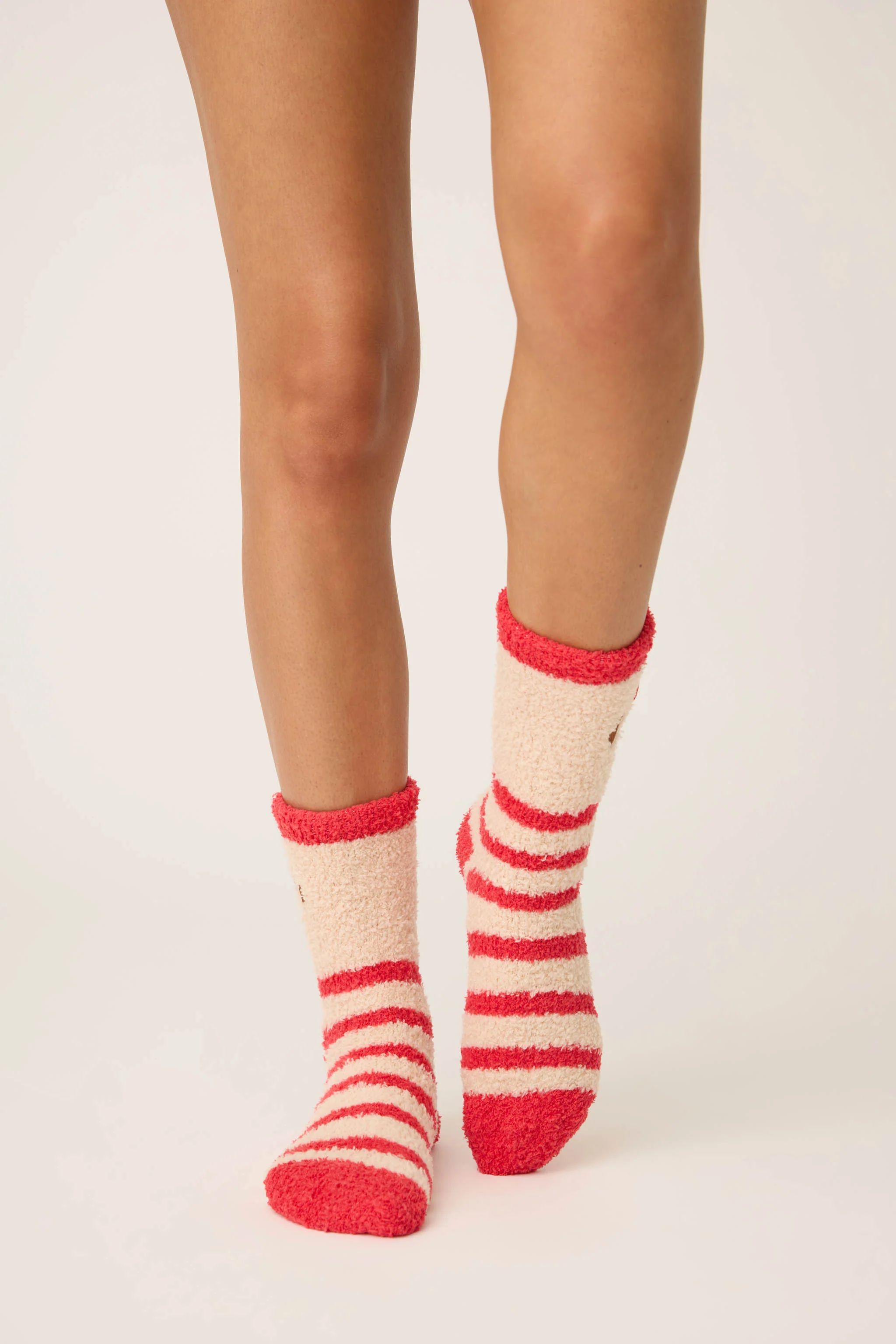 Striped Dog Fuzzy Crew Socks - Image 2
