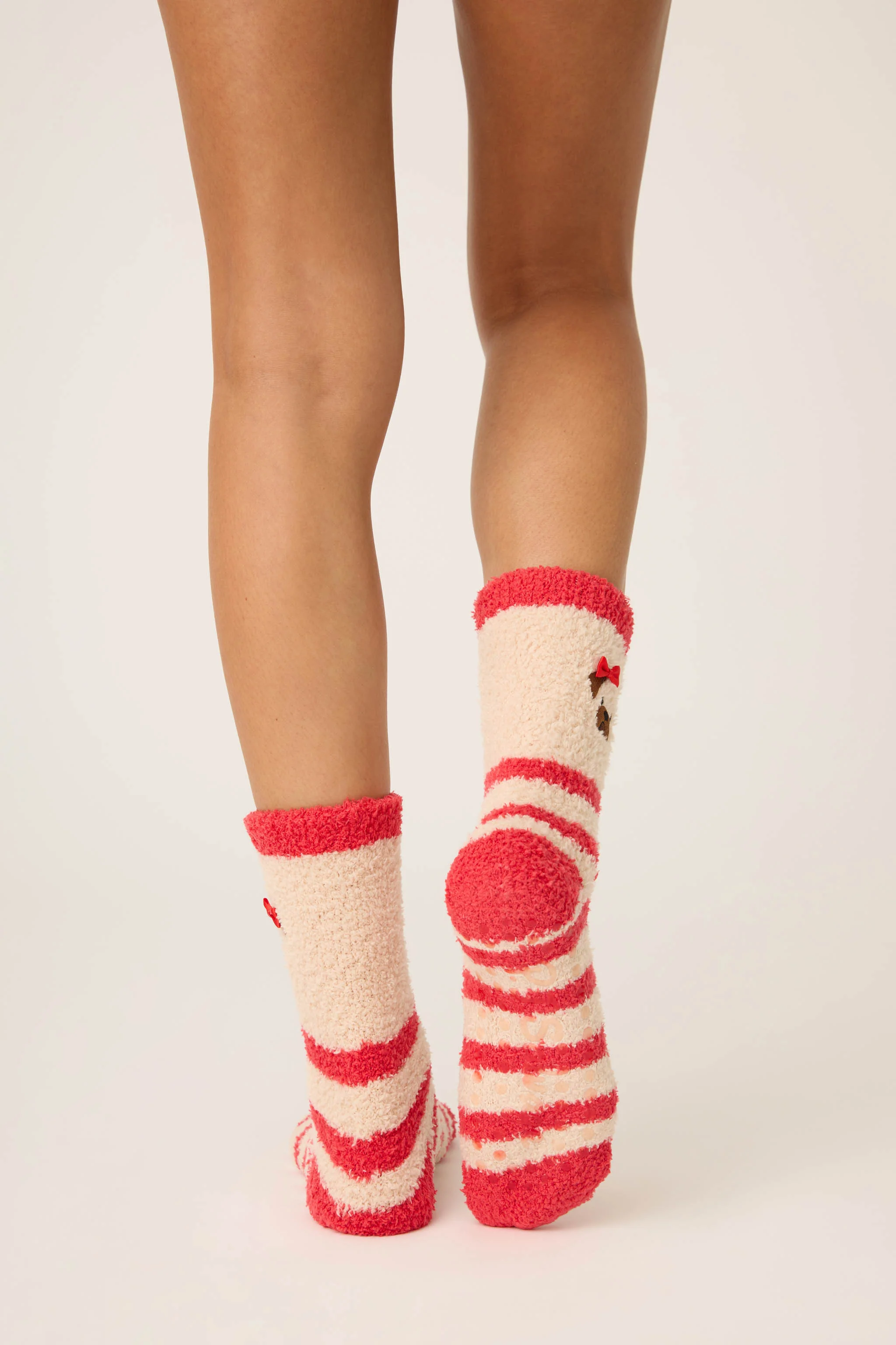 Striped Dog Fuzzy Crew Socks - Image 3