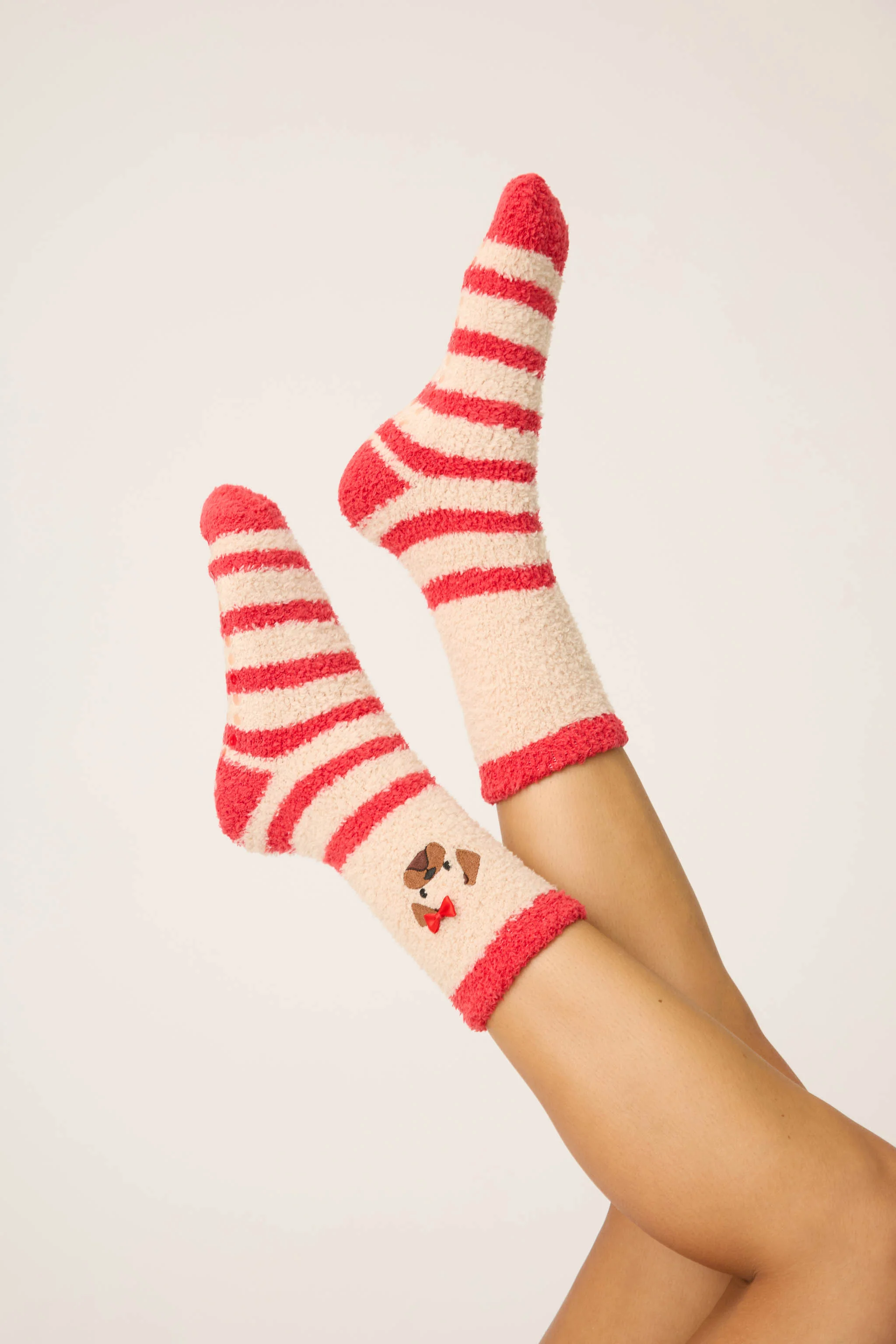 Striped Dog Fuzzy Crew Socks - Image 5