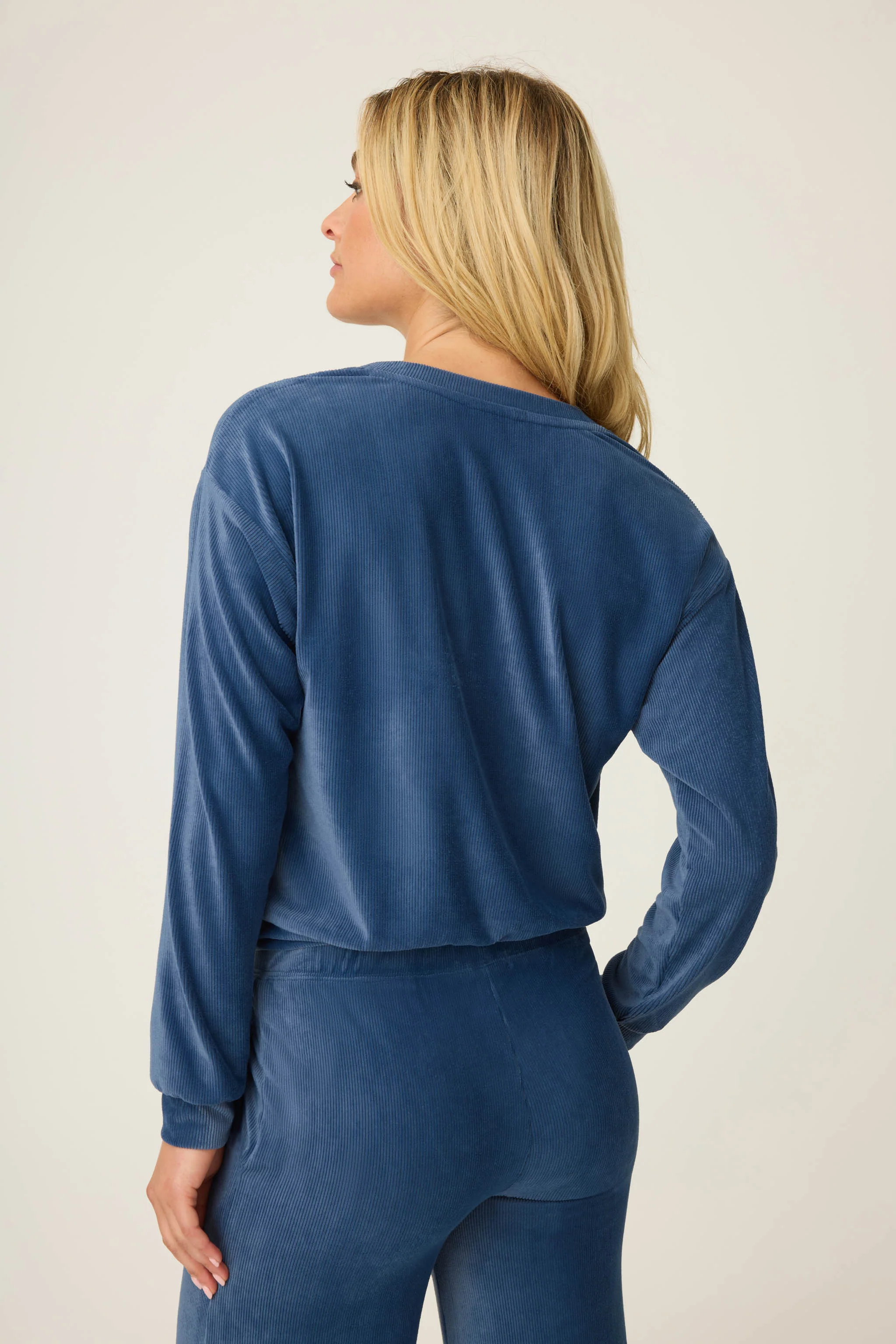 Craving Corduroy Long Sleeve V-Neck Velour Top - Image 5