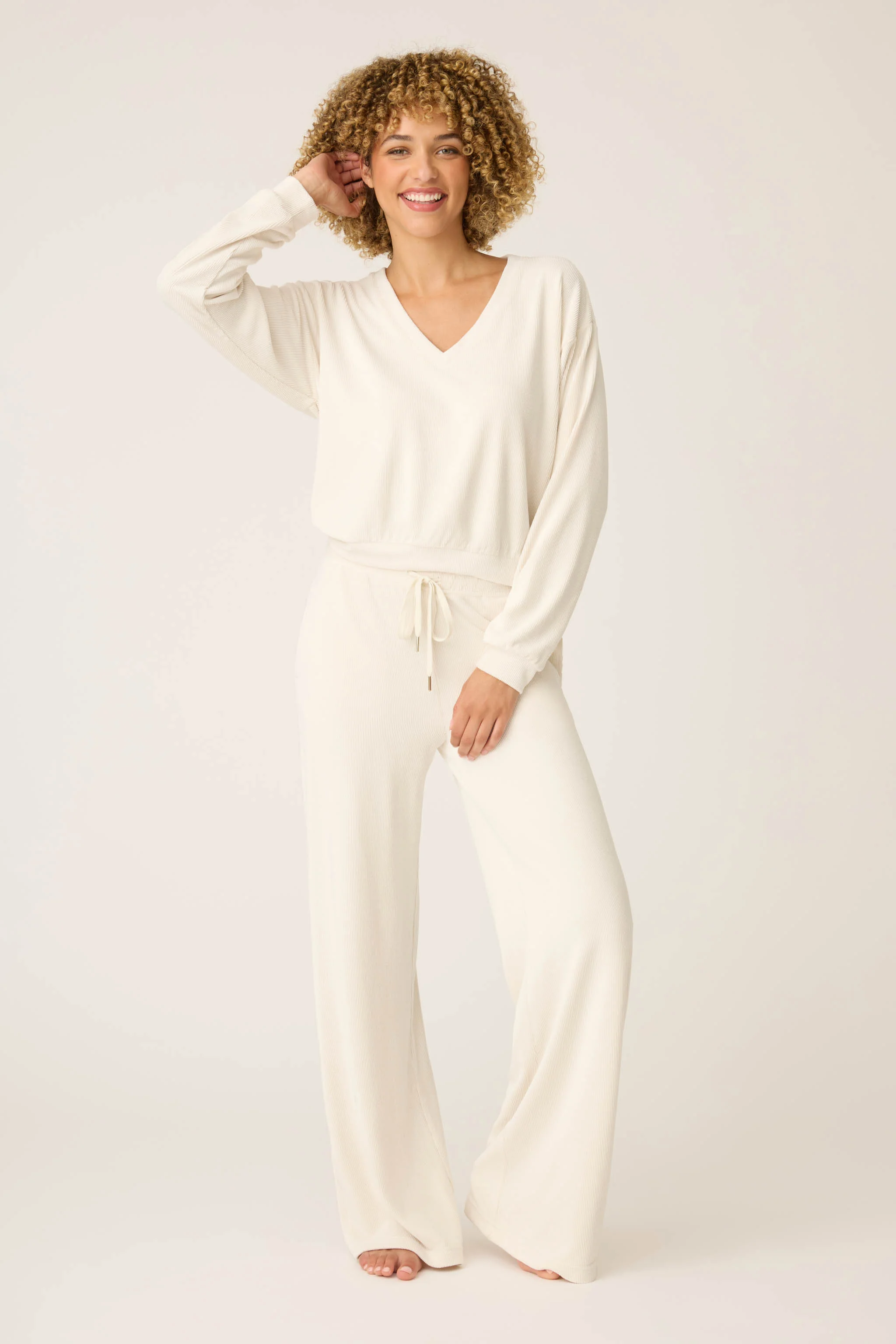 Craving Corduroy Long Sleeve V-Neck Velour Top - Image 3