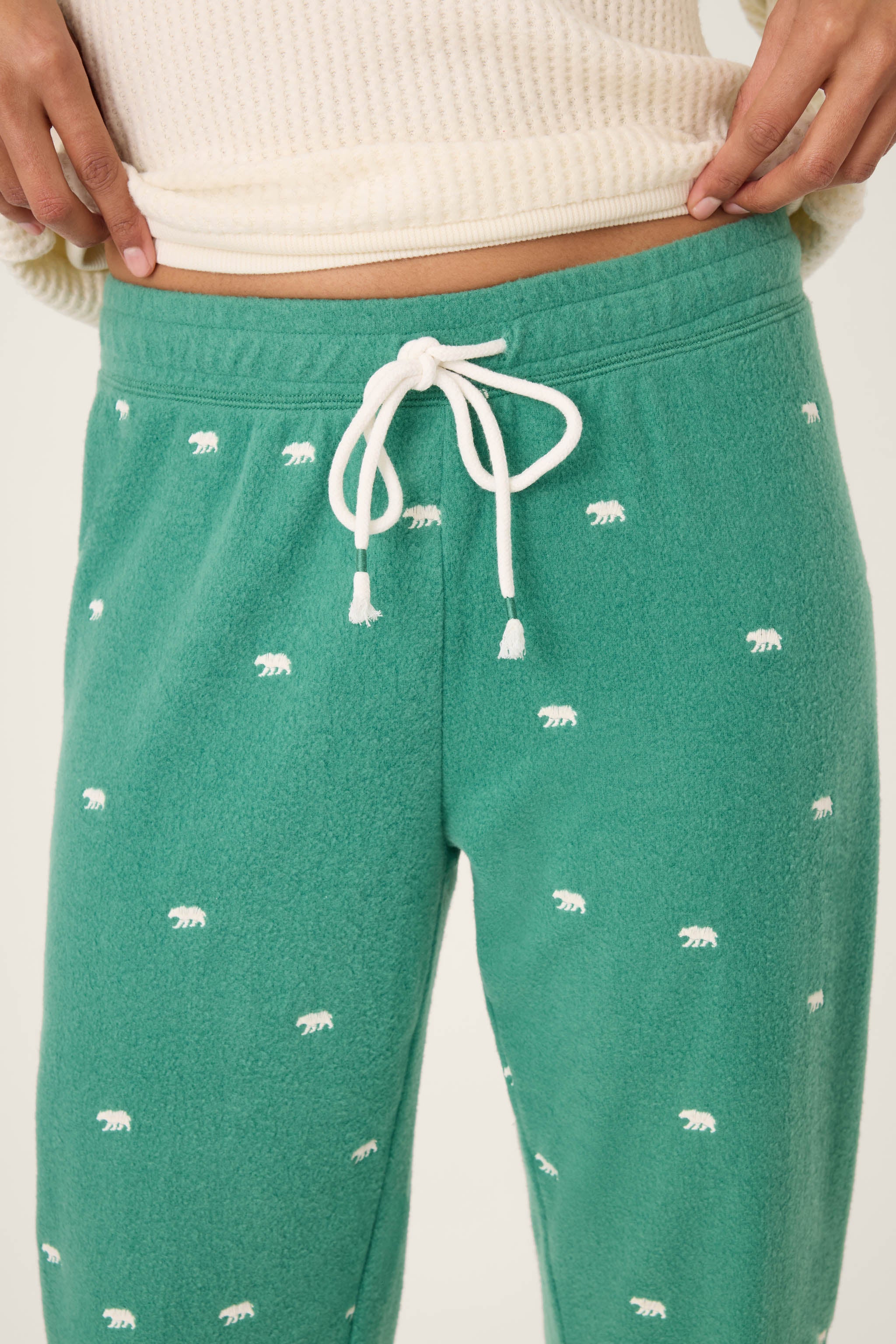 The Outsider Embroidered Bear Fleece Banded Pants - Image 6