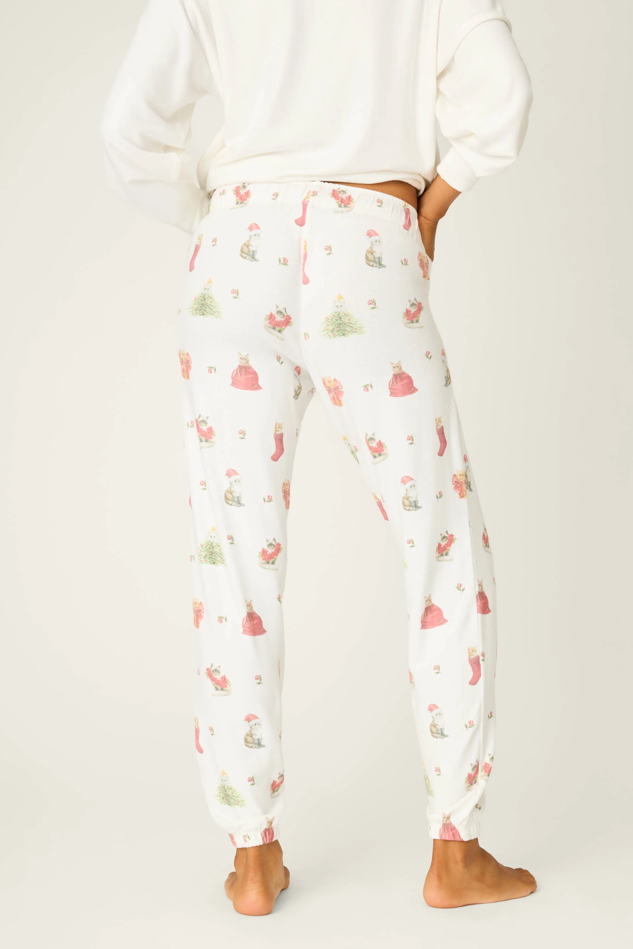 Feline Festive Cat Print Banded Pants - Image 4