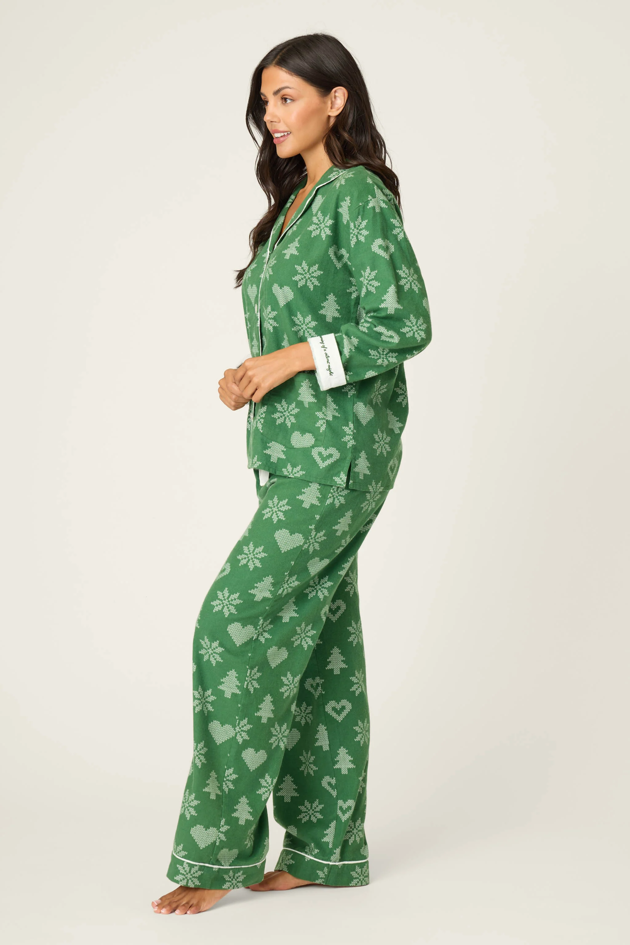 4-Piece Tree & Heart Print Flannel Gift Set - Image 3