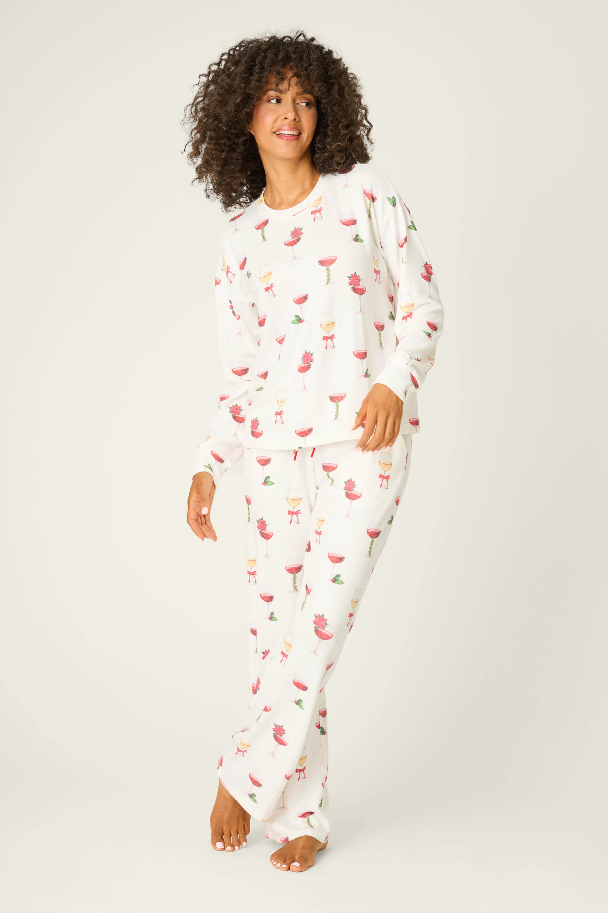 Let's Get Toasty Holiday Wine Print Long Sleeve Top - Image 3
