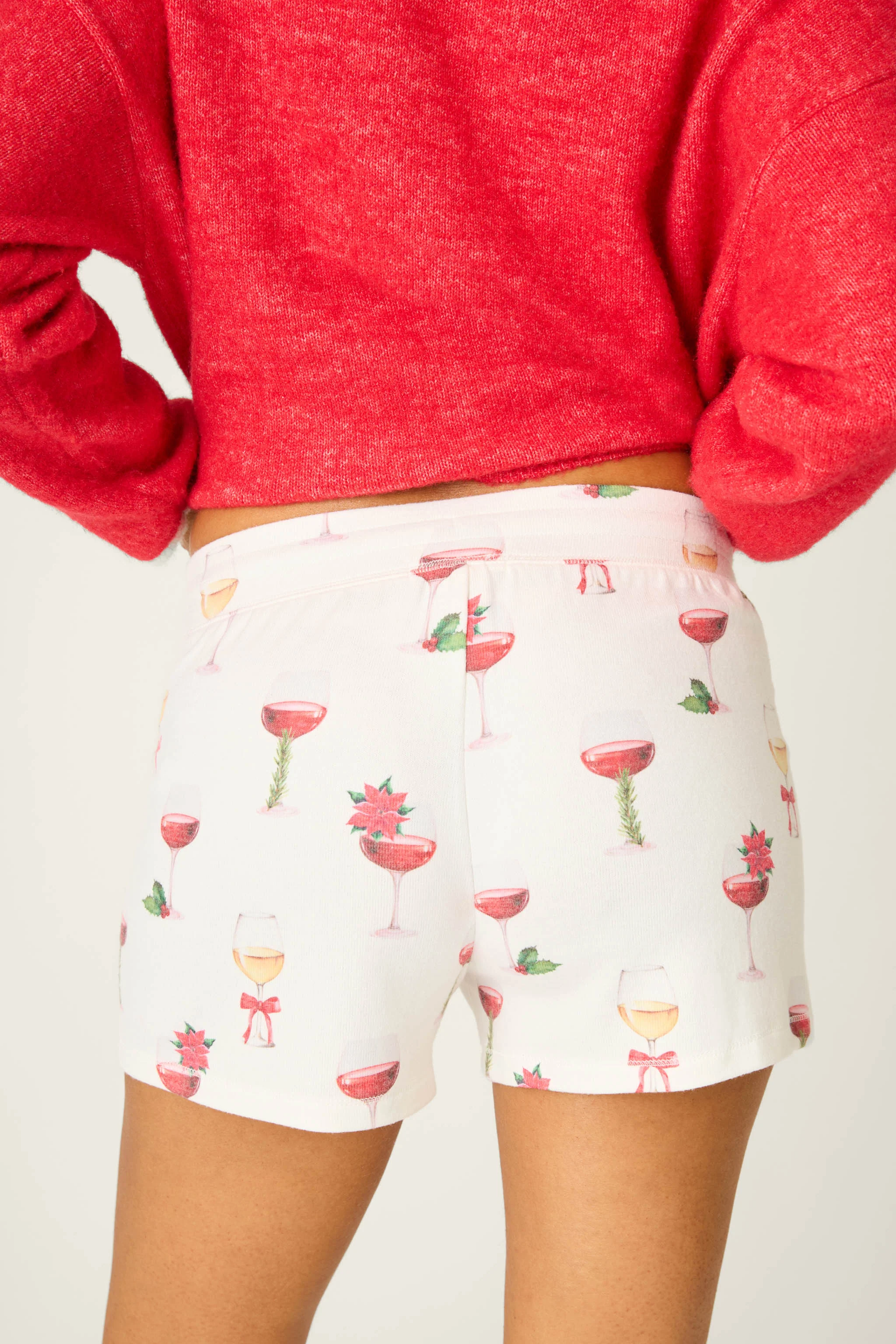 Let's Get Toasty Holiday Wine Print Shorts - Image 4