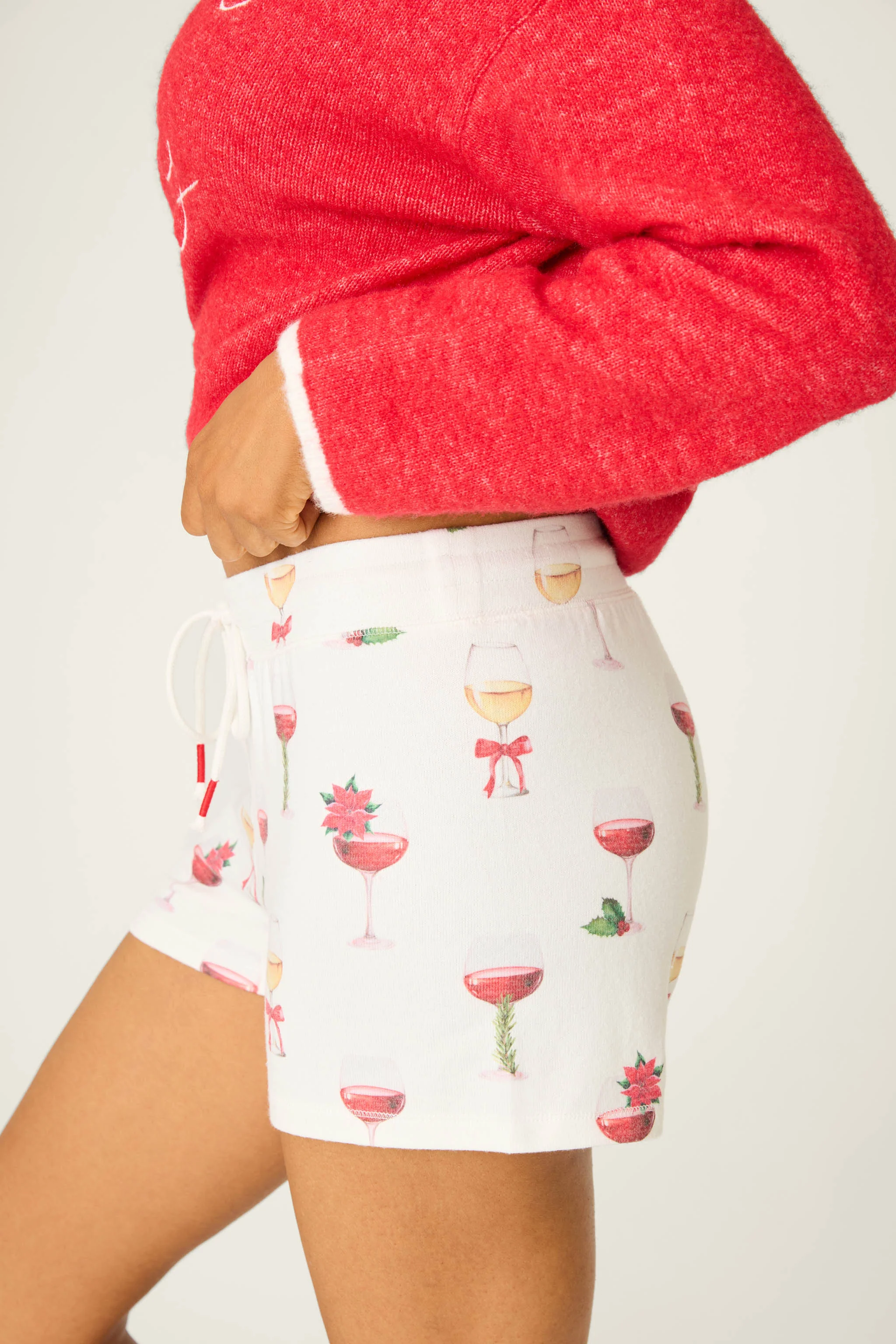 Let's Get Toasty Holiday Wine Print Shorts - Image 5
