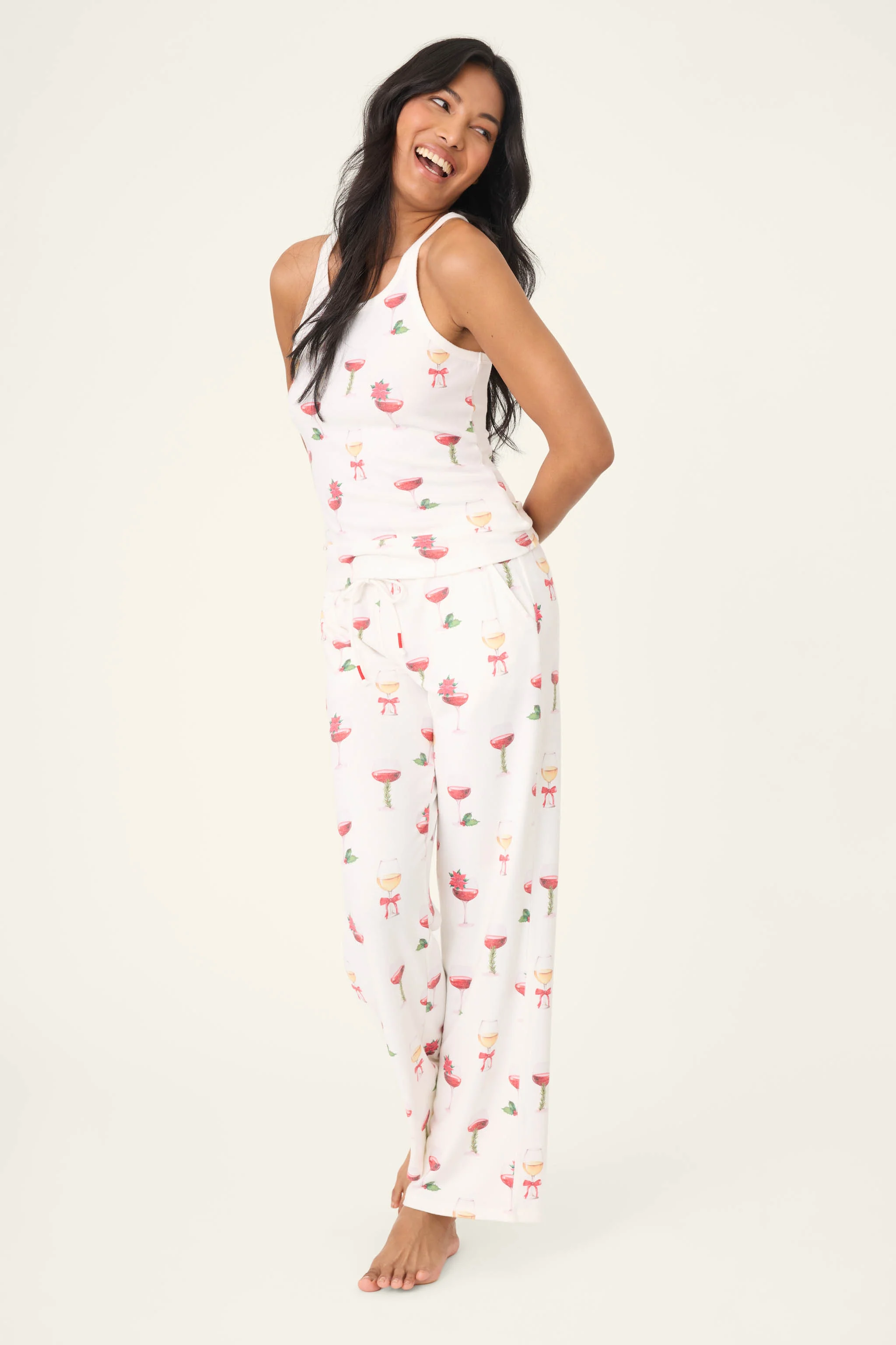Let's Get Toasty Holiday Wine Print Tank Top - Image 3