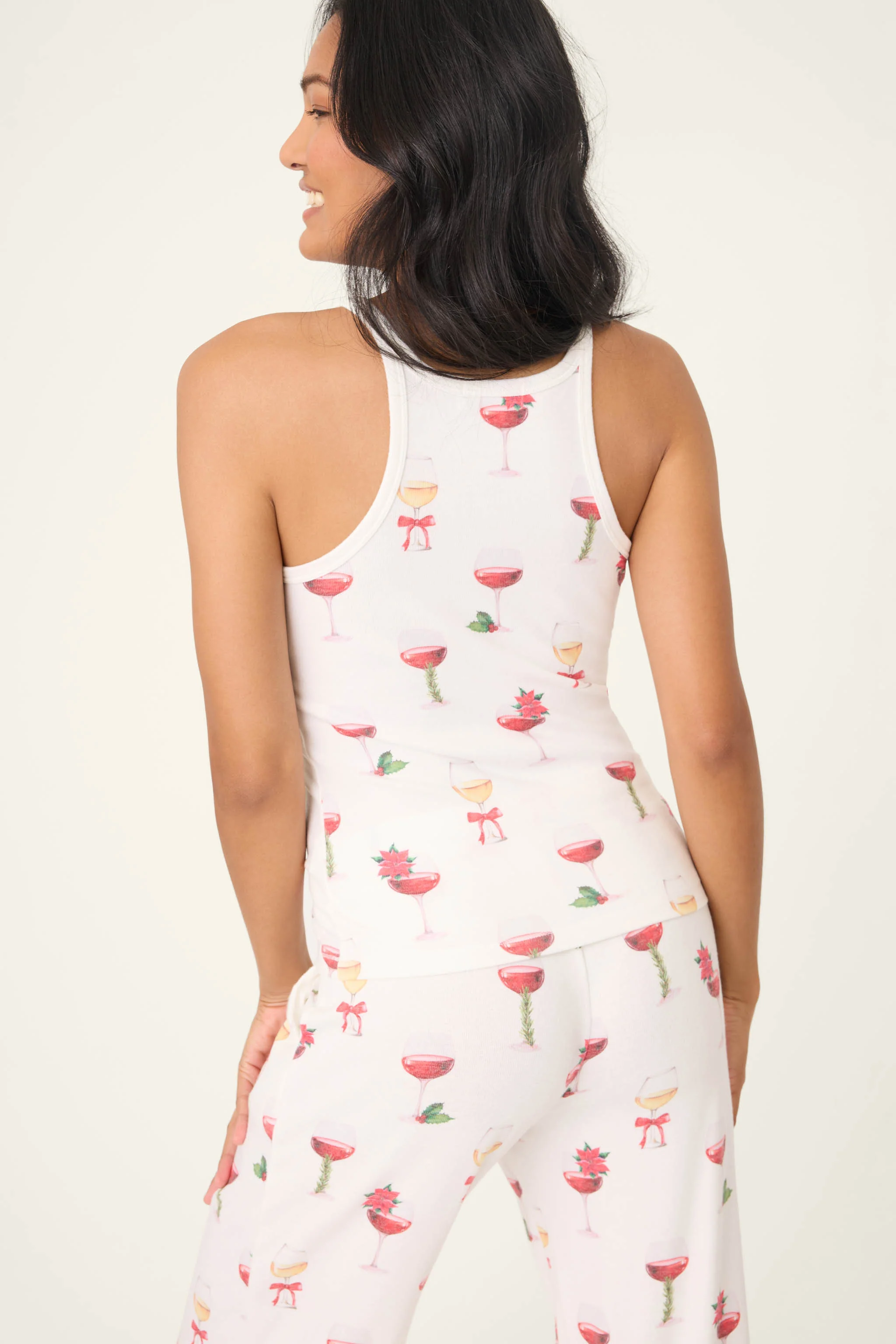 Let's Get Toasty Holiday Wine Print Tank Top - Image 4