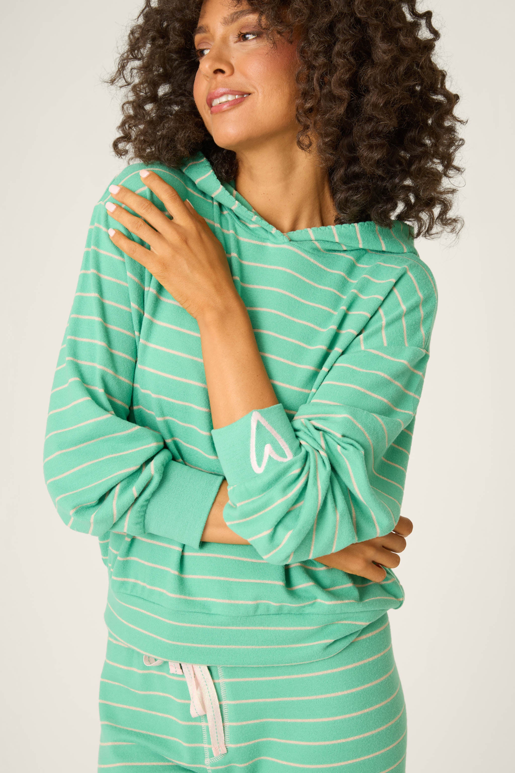 Peace & Pawlidays Green Stripe Hoodie - Image 5
