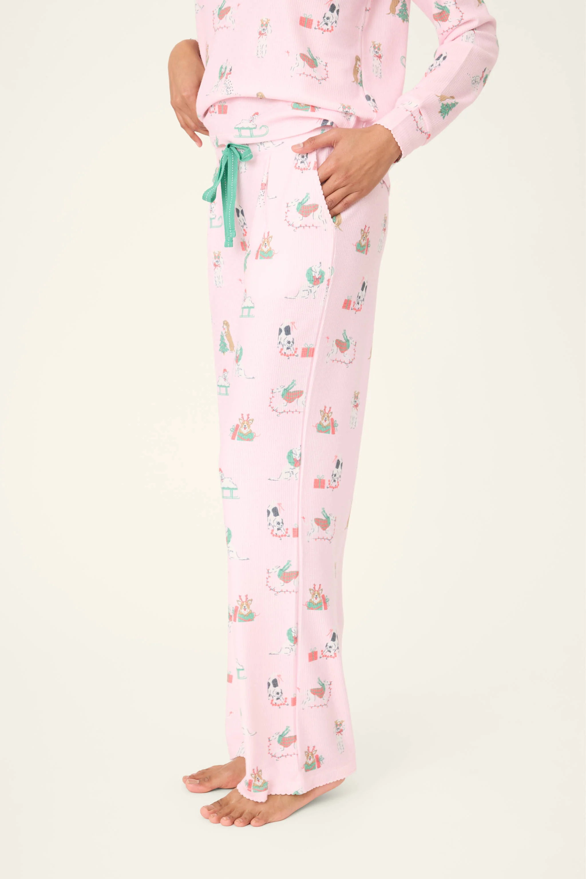 Peace & Pawlidays Dog Print Open Leg Pants - Image 5