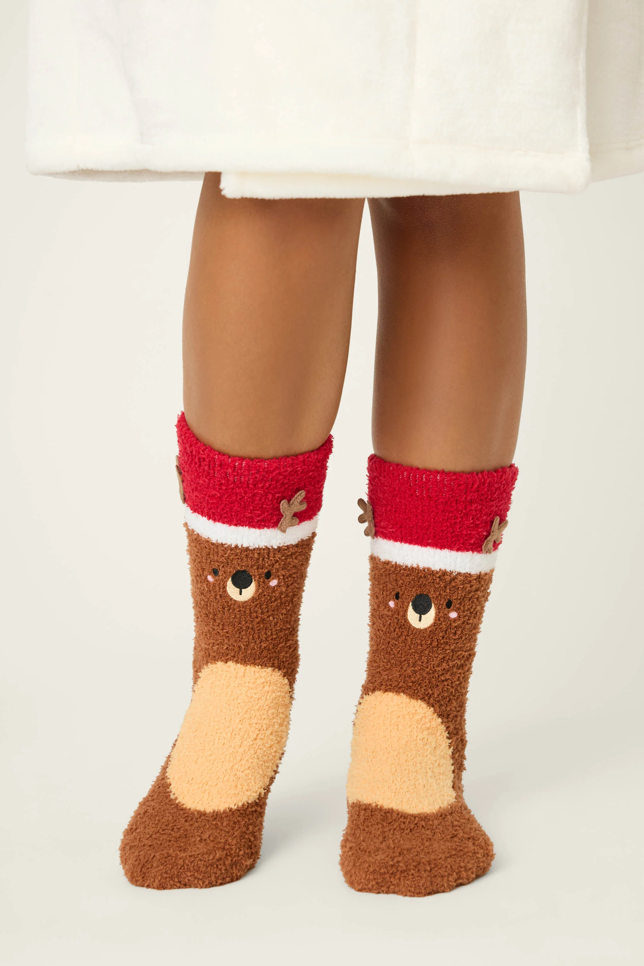 Ski Jammie Classics Reindeer Crew Socks with Grippers - Image 2