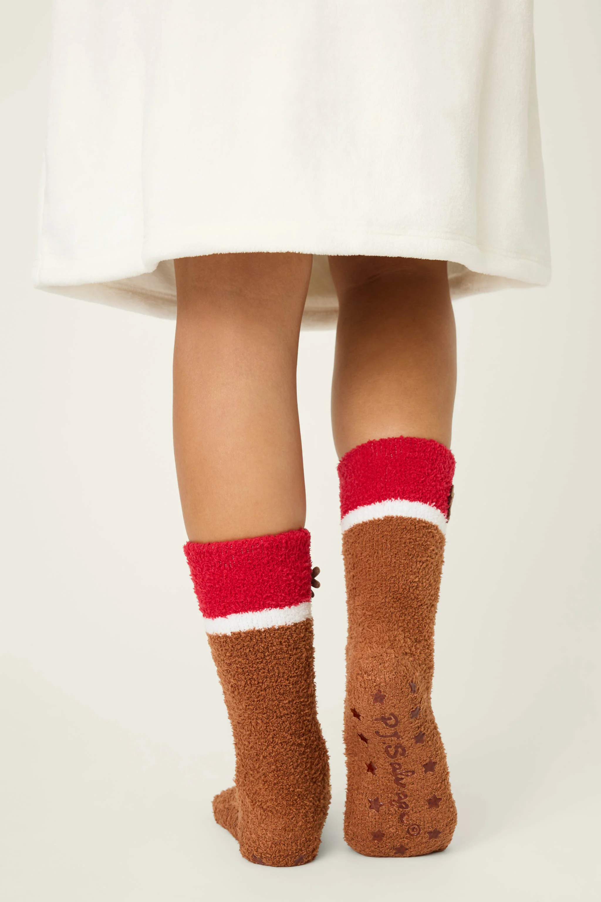 Ski Jammie Classics Reindeer Crew Socks with Grippers - Image 3