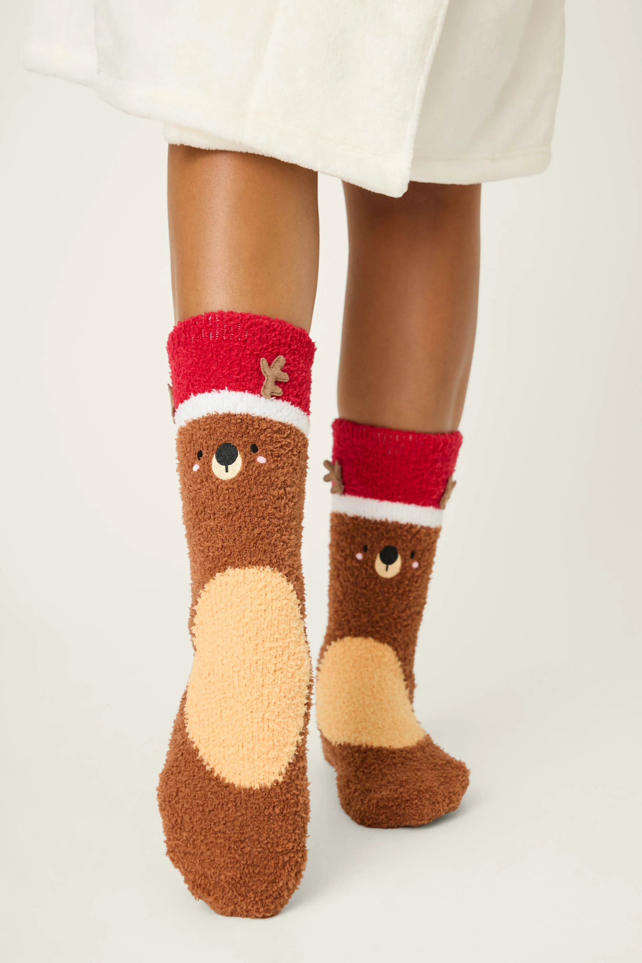Ski Jammie Classics Reindeer Crew Socks with Grippers - Image 4