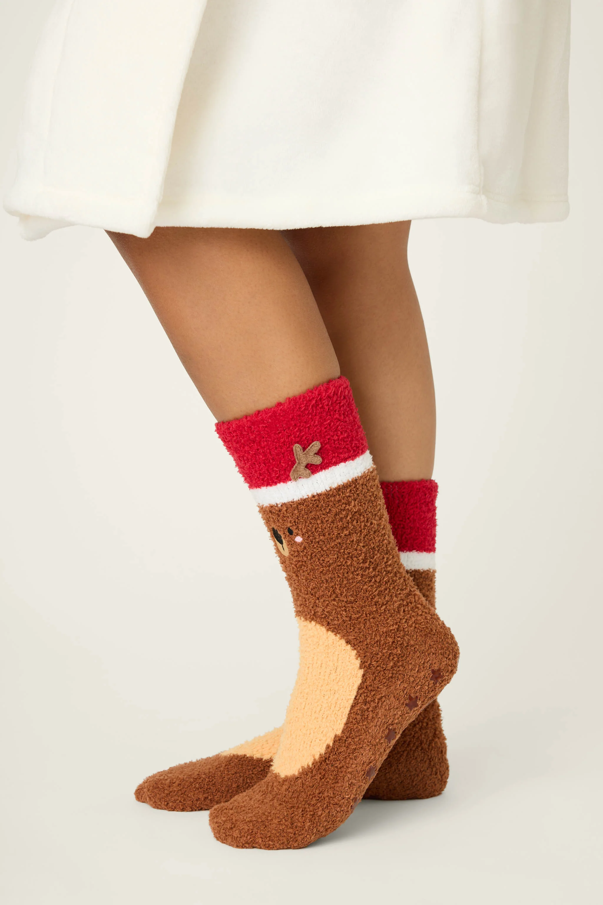 Ski Jammie Classics Reindeer Crew Socks with Grippers - Image 5