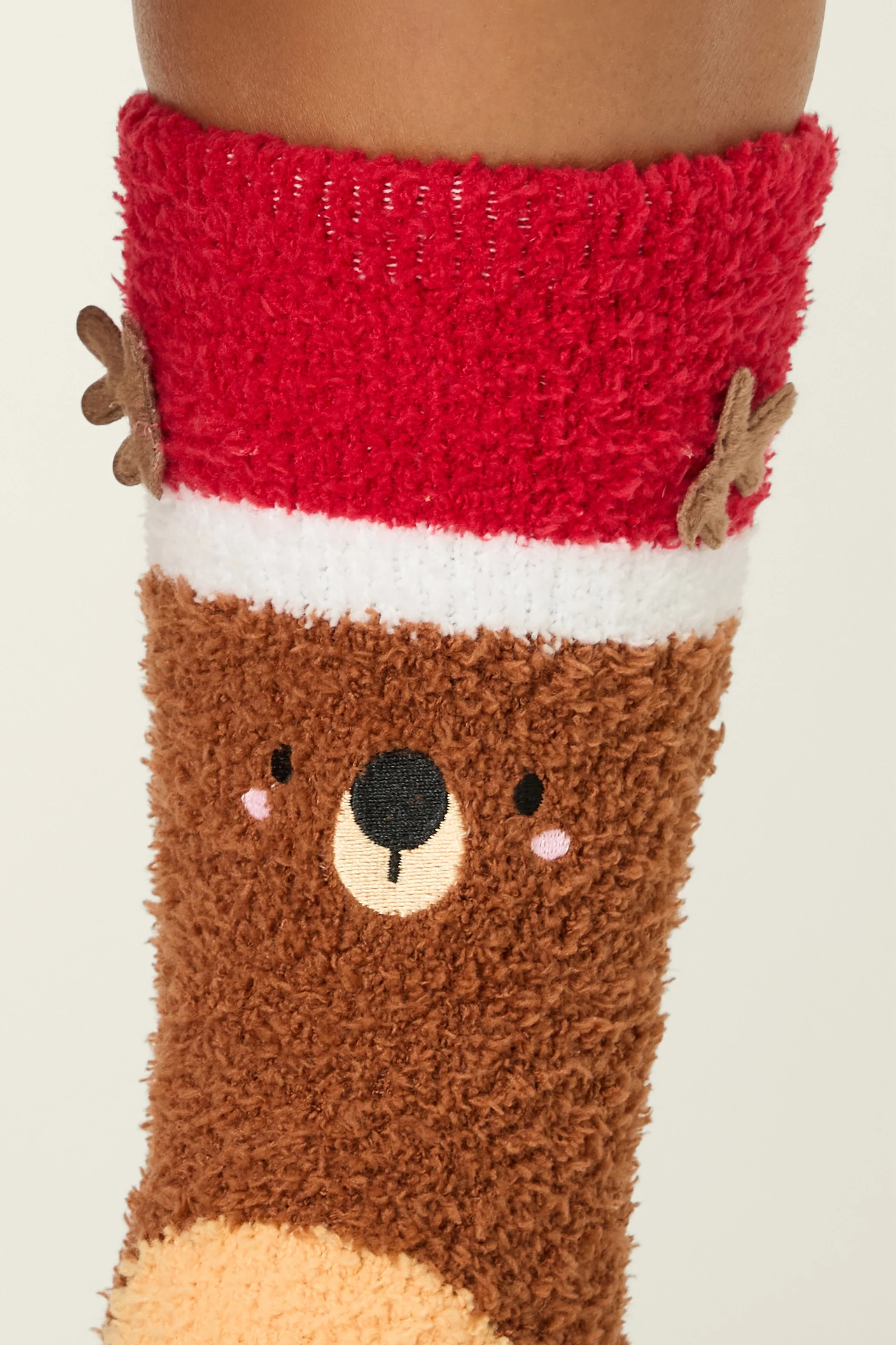 Ski Jammie Classics Reindeer Crew Socks with Grippers - Image 6
