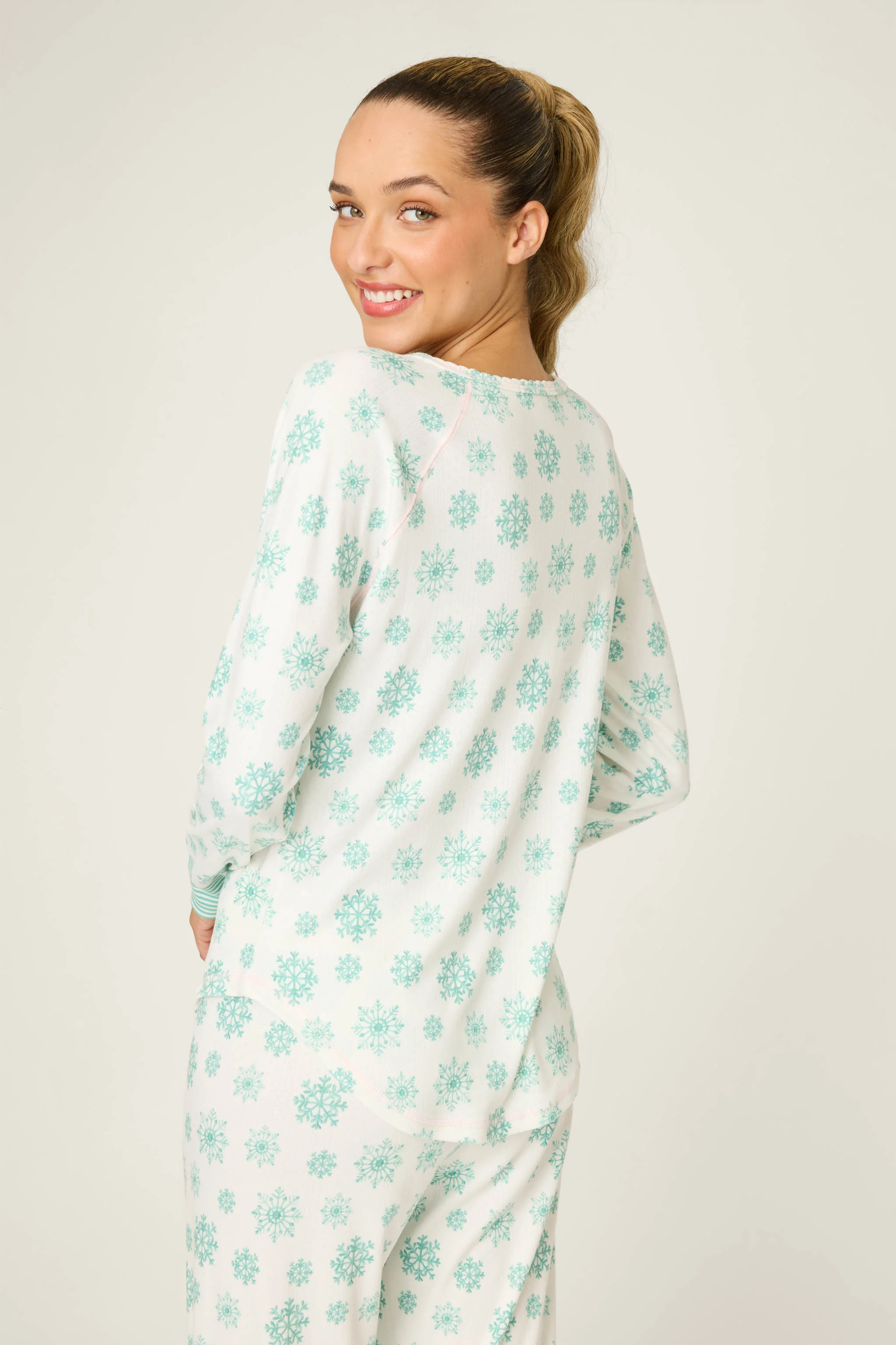 Snowflake Wishes Pointelle Henley Top - Image 4