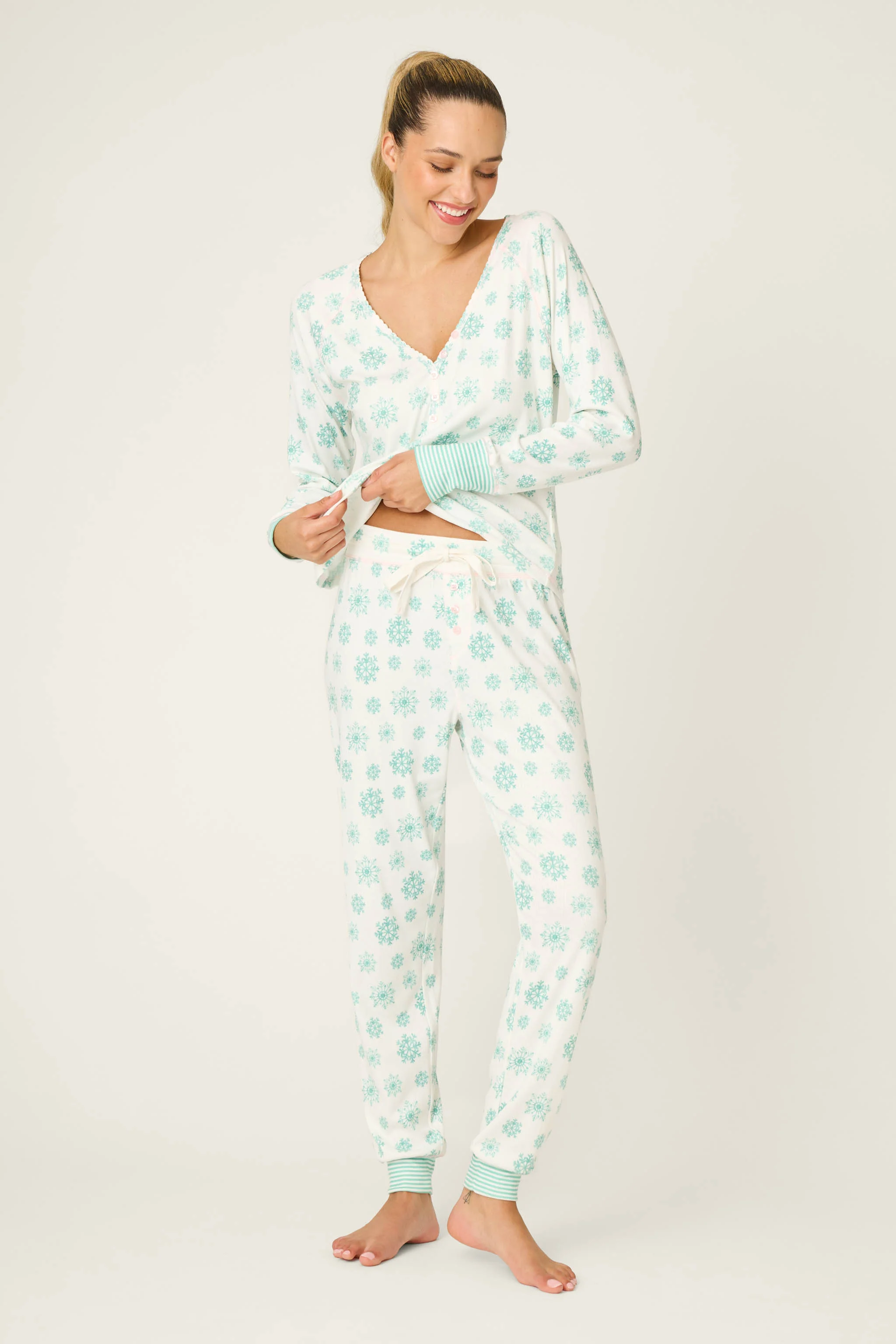 Snowflake Wishes Pointelle Banded Pants - Image 3