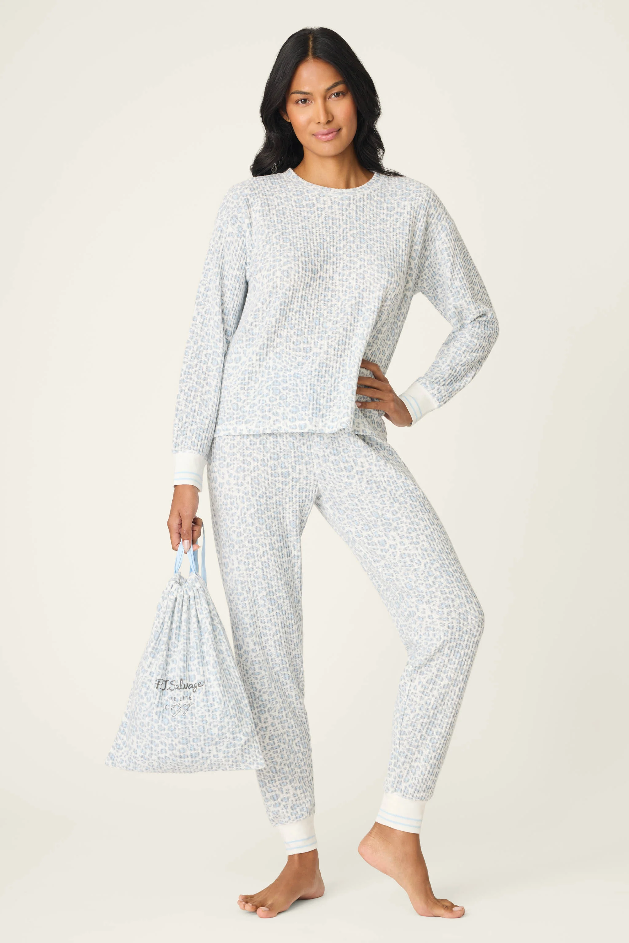 3-Piece Leopard Print Thermal Velour PJ Set