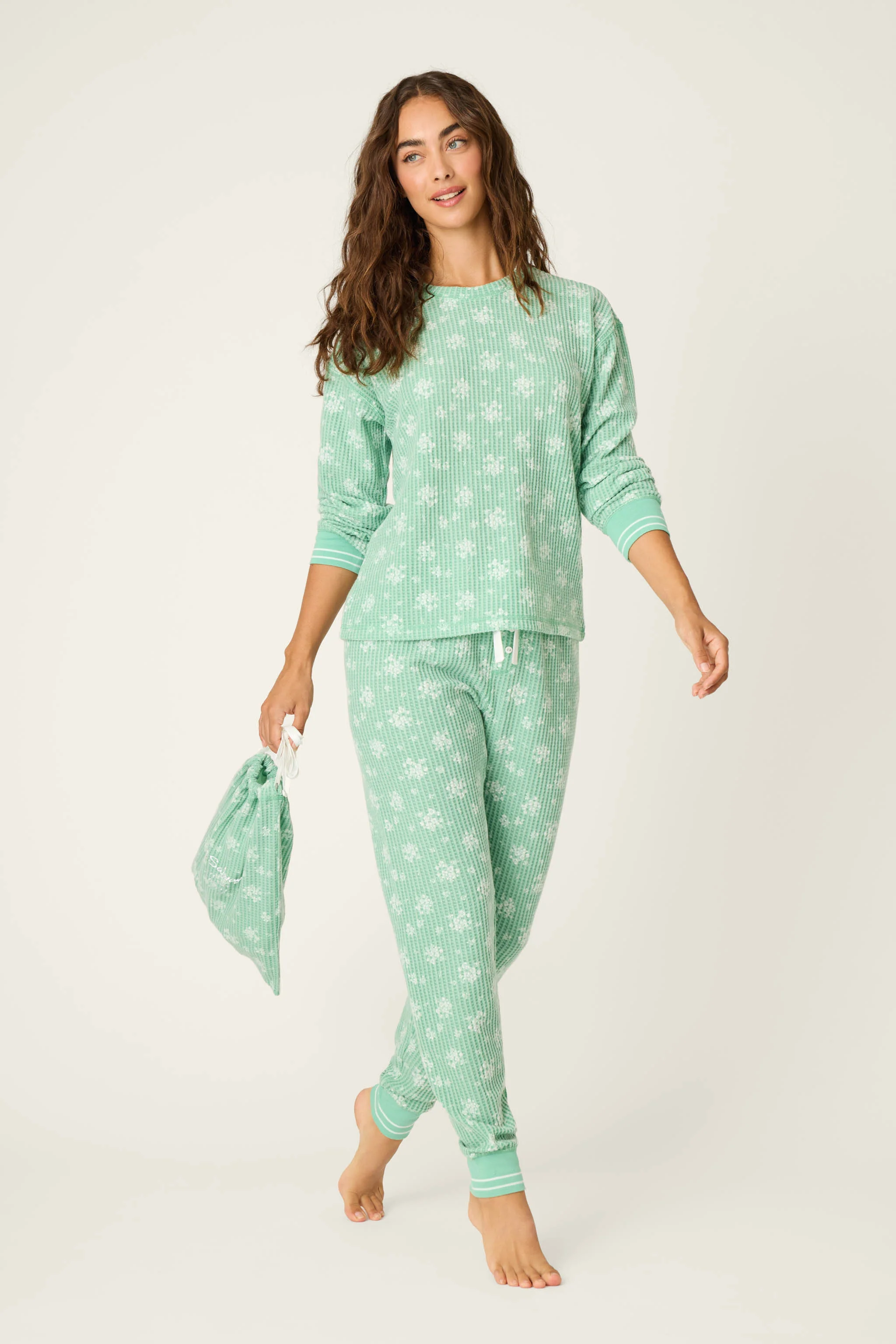 3-Piece Snowflake Print Thermal Velour PJ Set