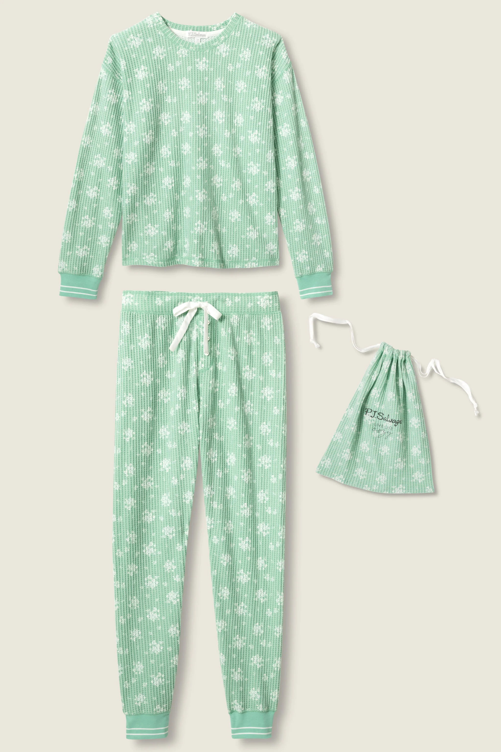 3-Piece Snowflake Print Thermal Velour PJ Set - Image 6