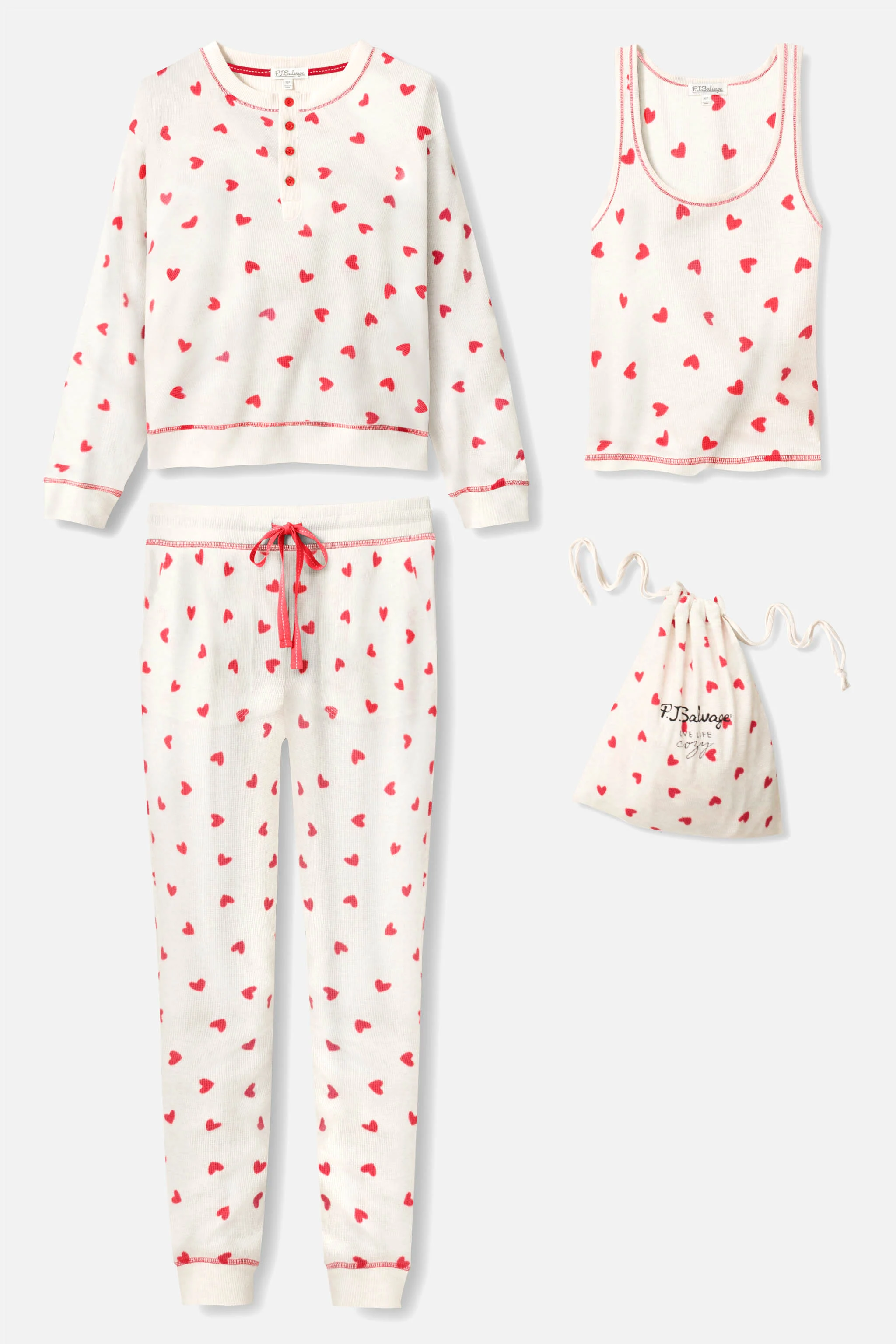 4-Piece Heart Print Thermal Lounge Set - Image 2
