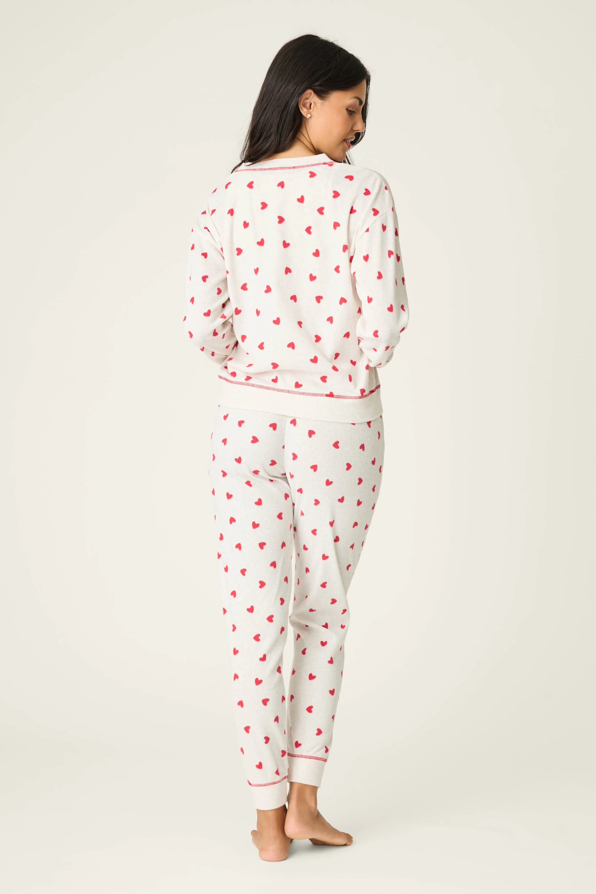 4-Piece Heart Print Thermal Lounge Set - Image 4