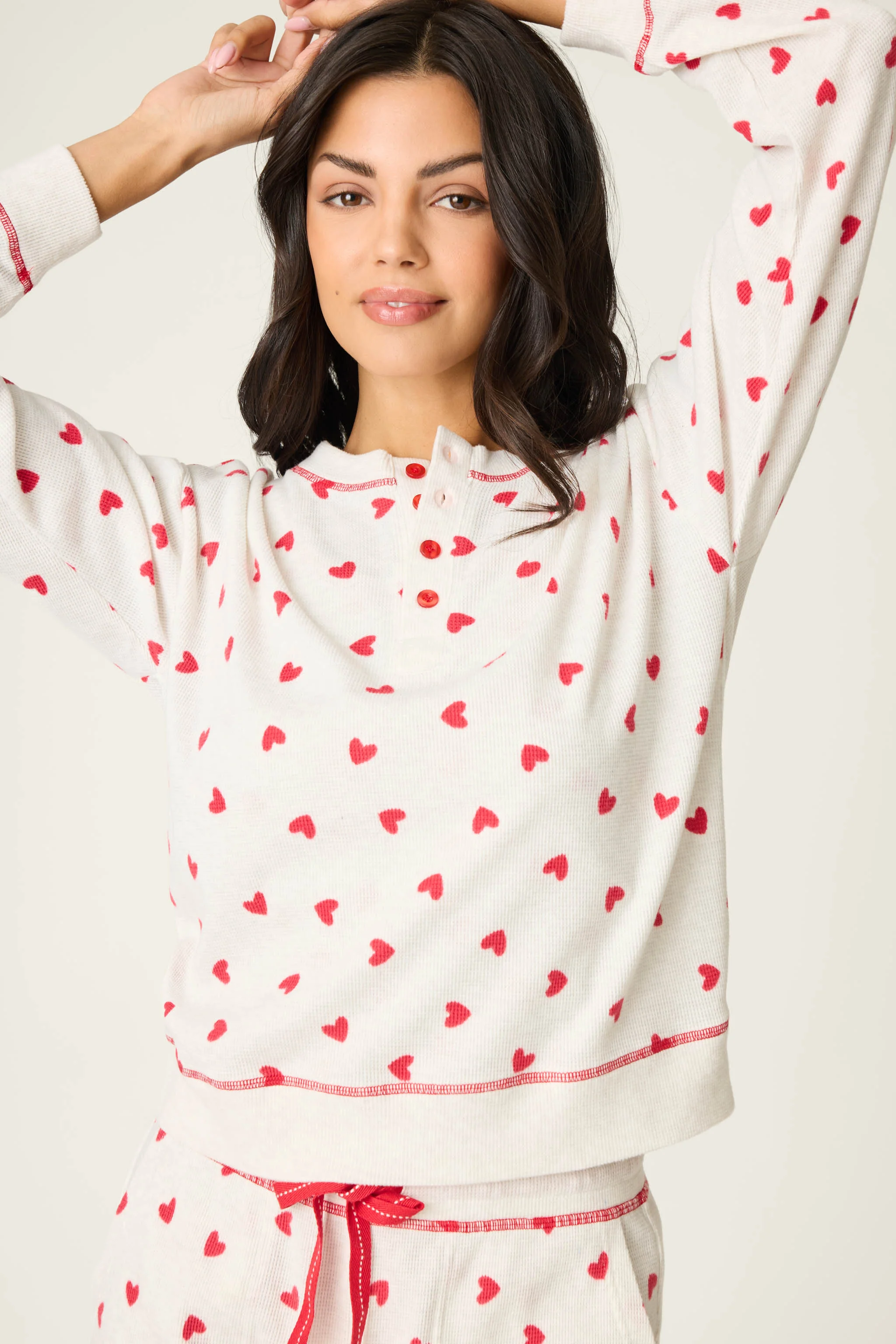 4-Piece Heart Print Thermal Lounge Set - Image 5