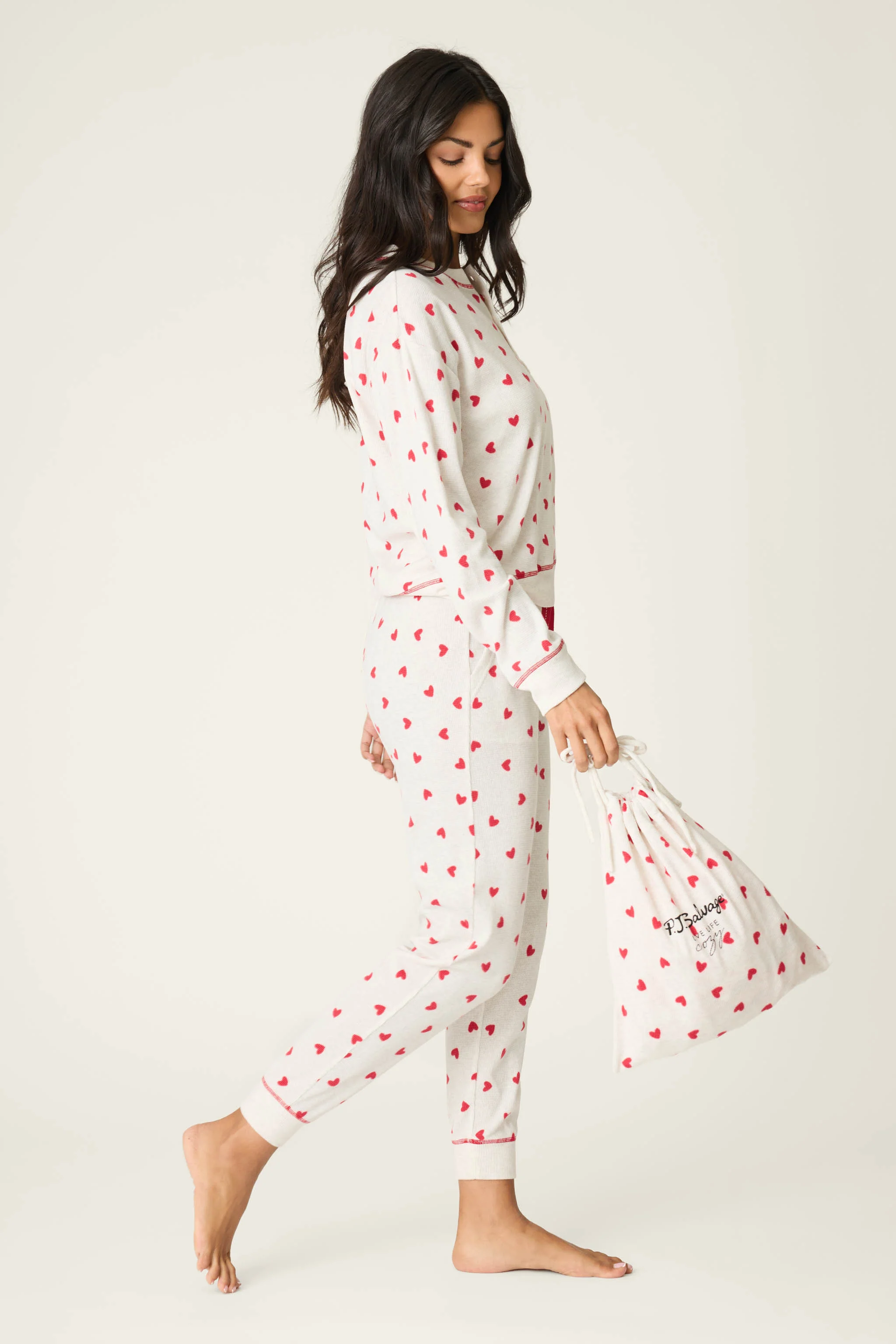 4-Piece Heart Print Thermal Lounge Set - Image 6