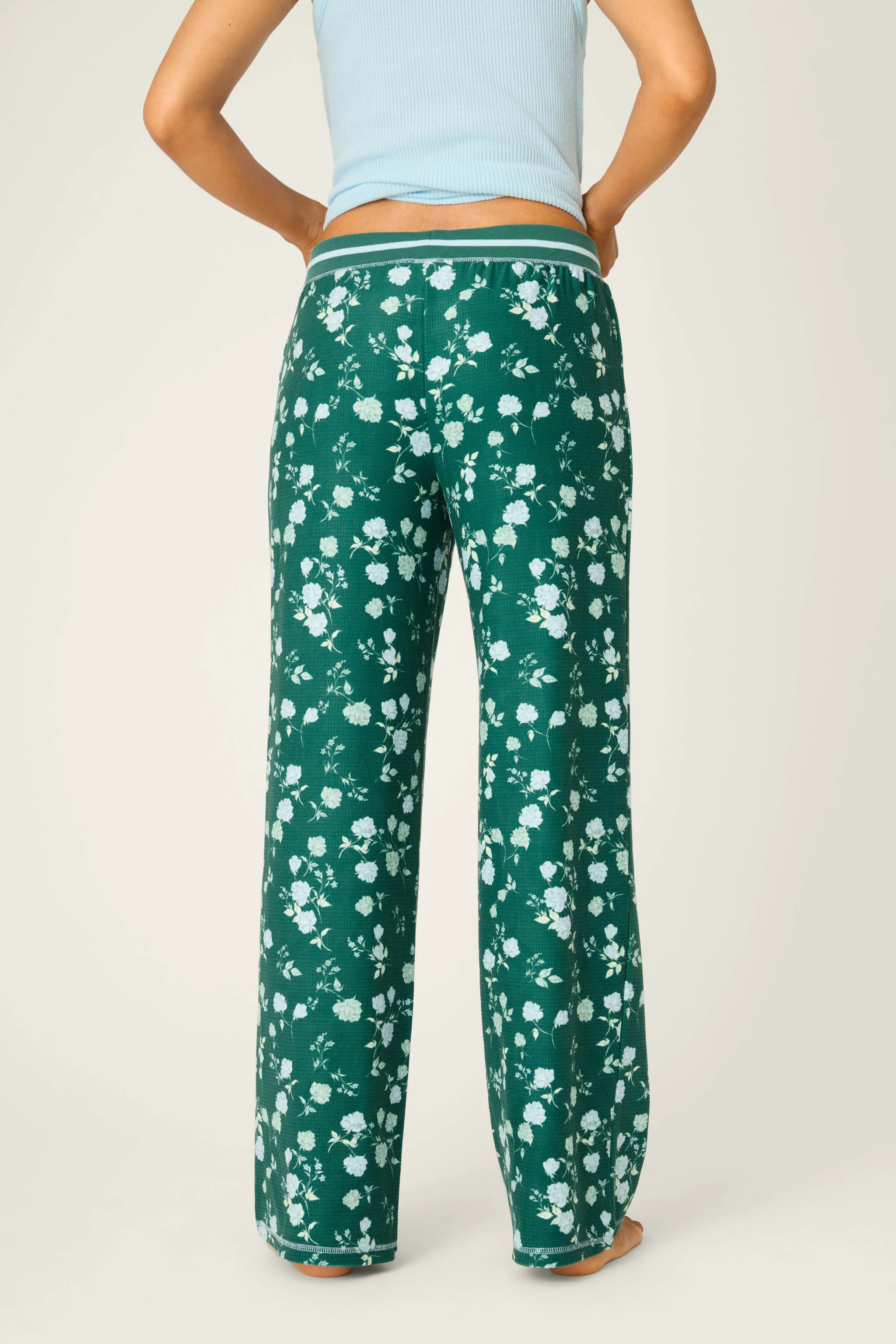 Winter Wonderland Floral Thermal Velour Open Leg Pants - Image 4