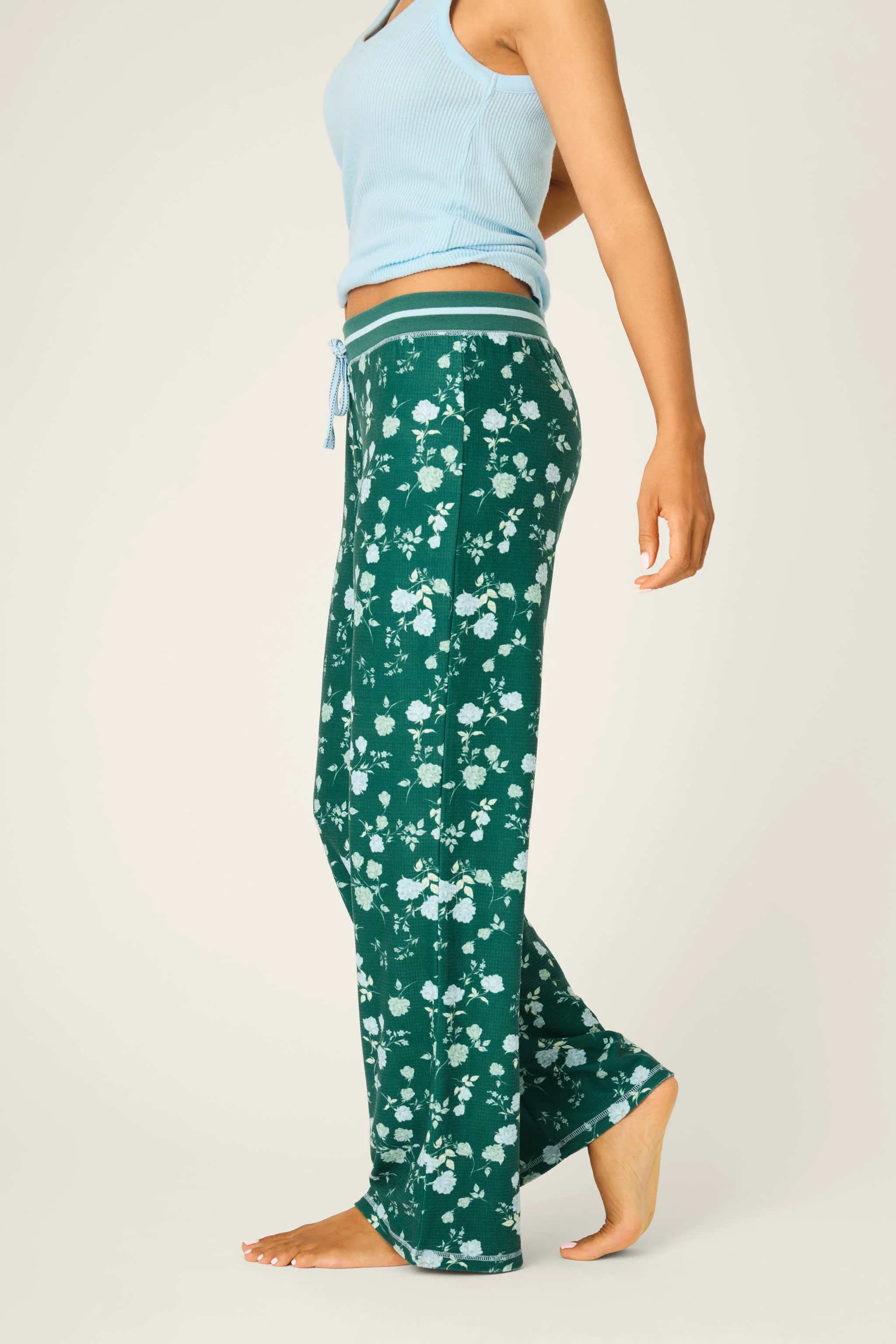 Winter Wonderland Floral Thermal Velour Open Leg Pants - Image 5