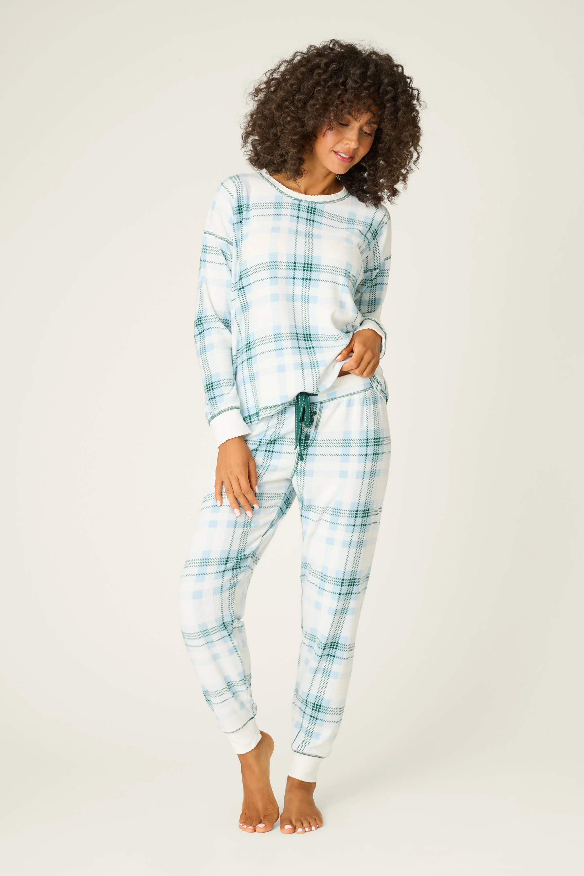 Winter Wonderland Plaid Thermal Velour Banded Pants - Image 3