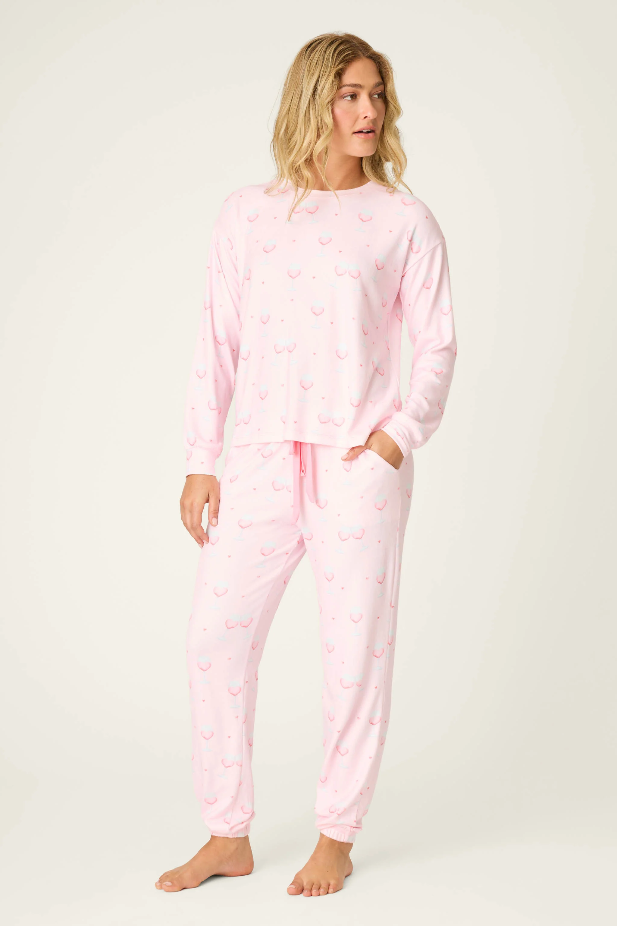 Happy Hour Wine Glass Print Long Sleeve Top - Image 3