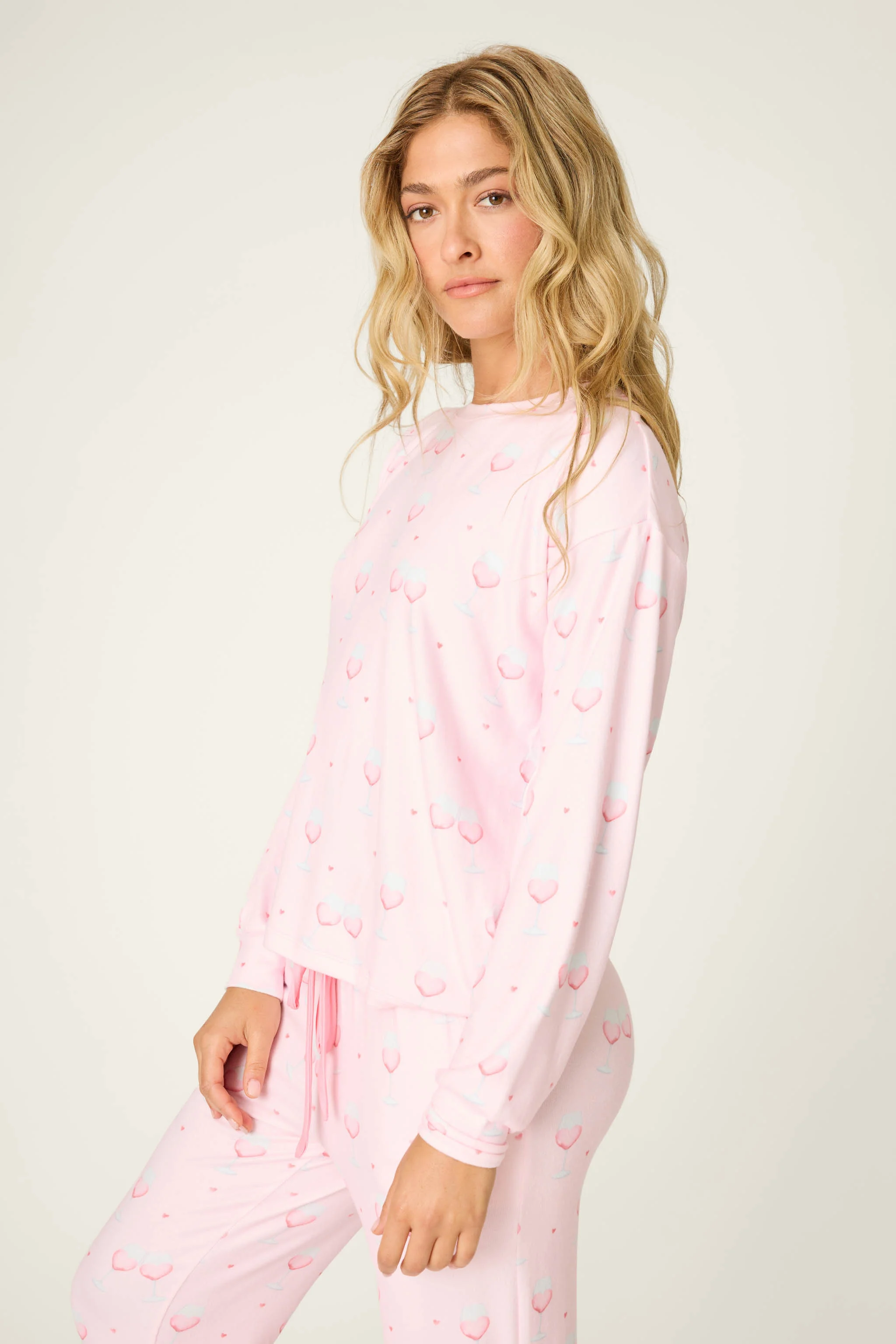 Happy Hour Wine Glass Print Long Sleeve Top - Image 5
