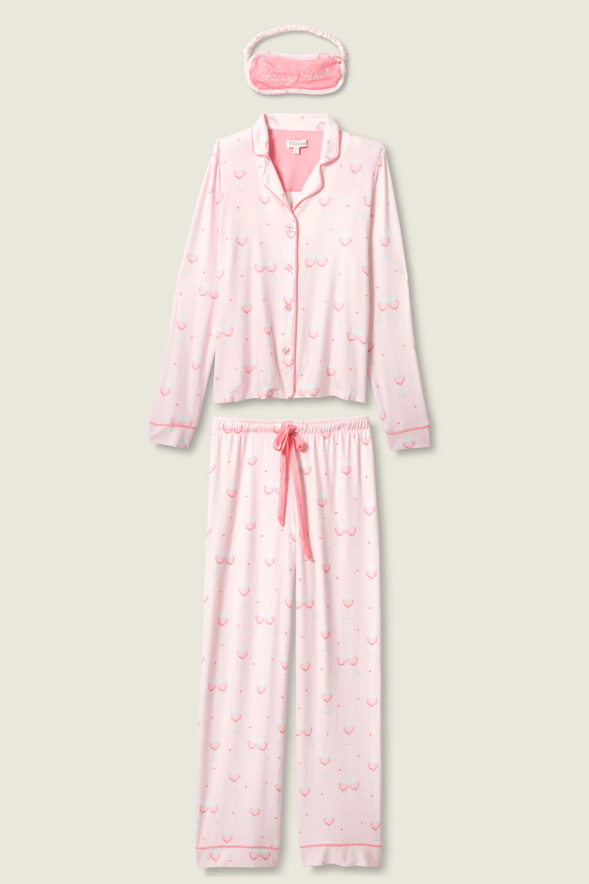 Happy Hour Wine Glass Print 3-Piece PJ Set - Image 7
