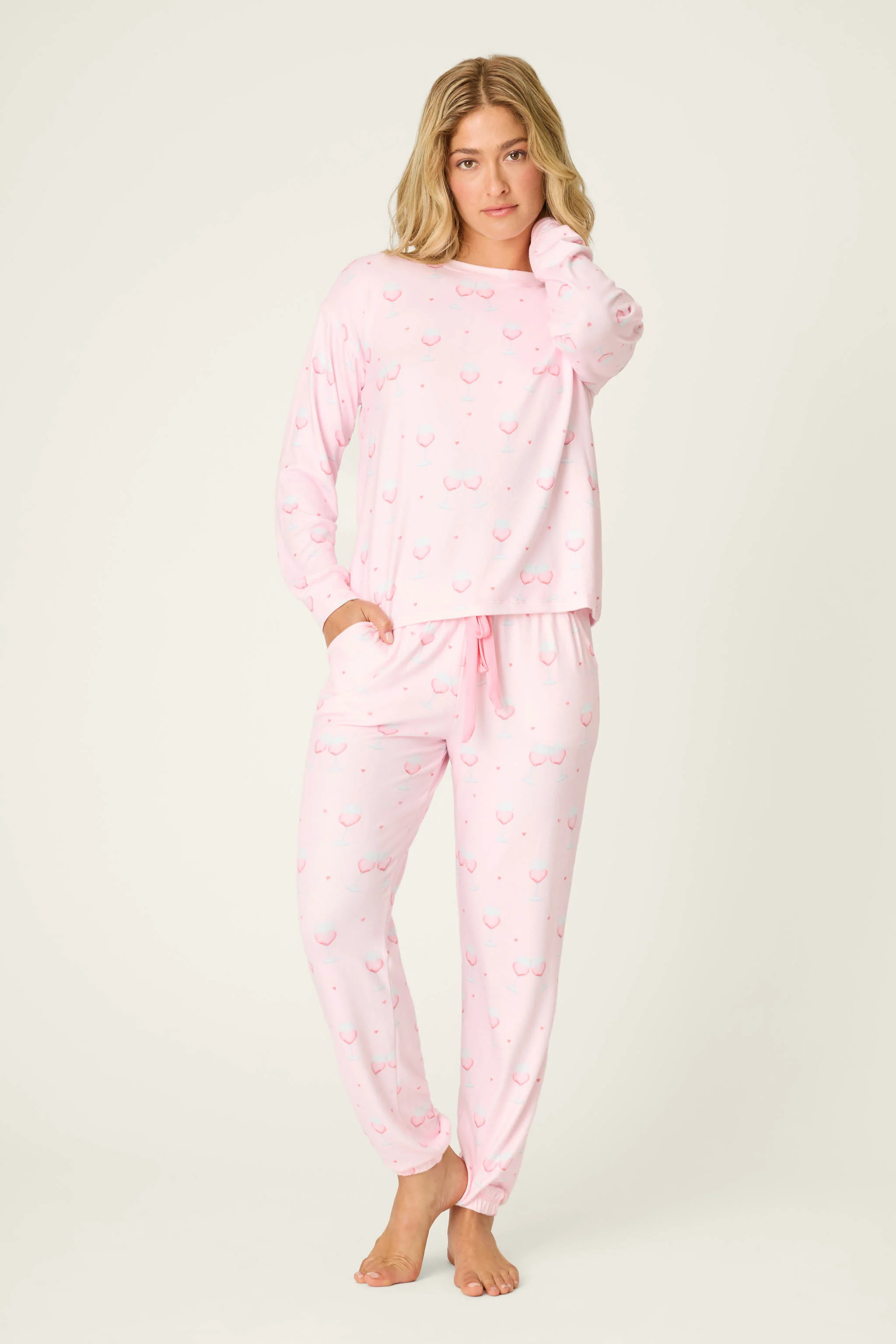 Happy Hour Wine Glass Print PJ Set