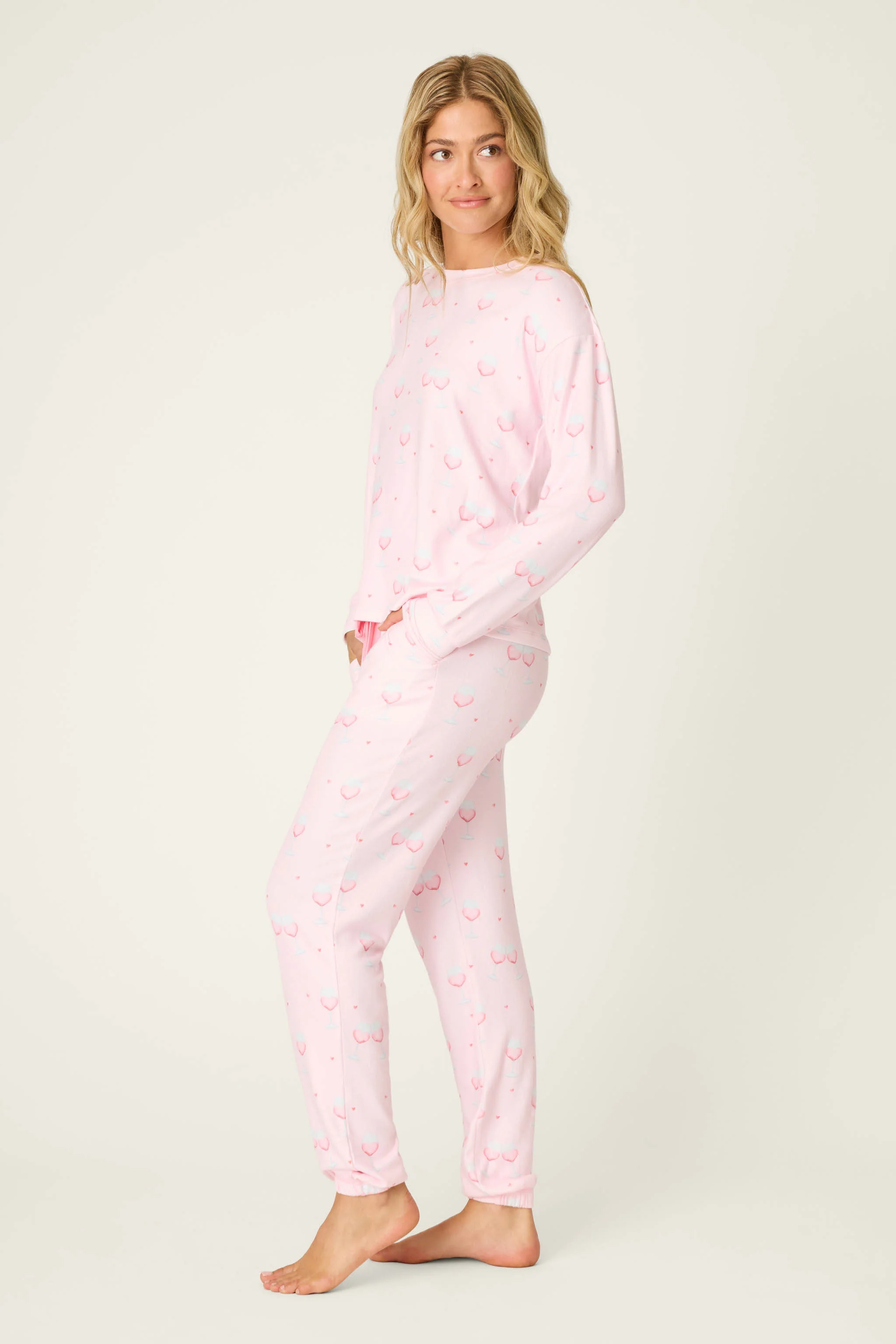 Happy Hour Wine Glass Print PJ Set - Image 3