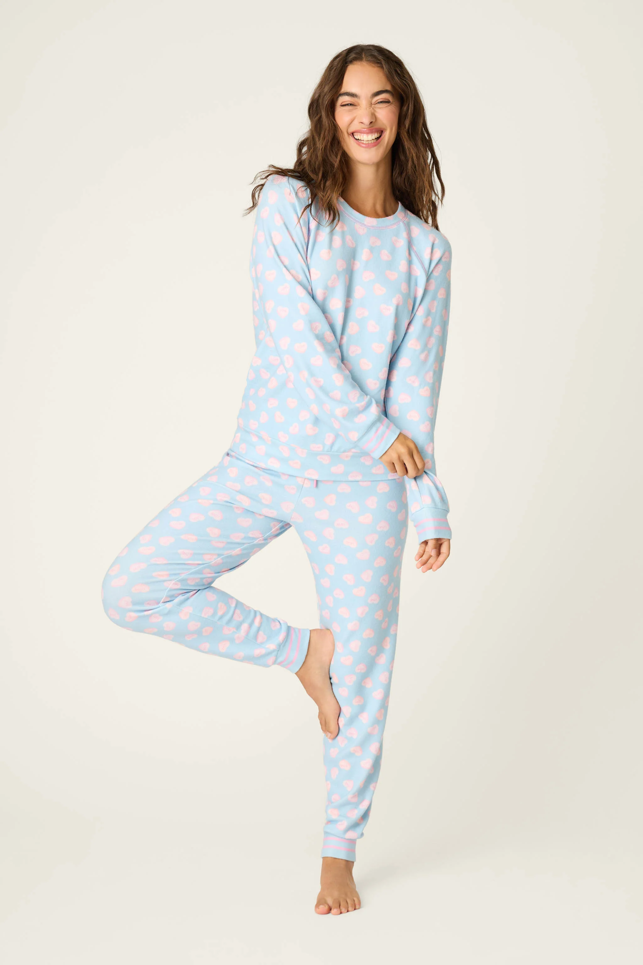 Sweetheart Love Hearts Print Peachy PJ Set - Image 3