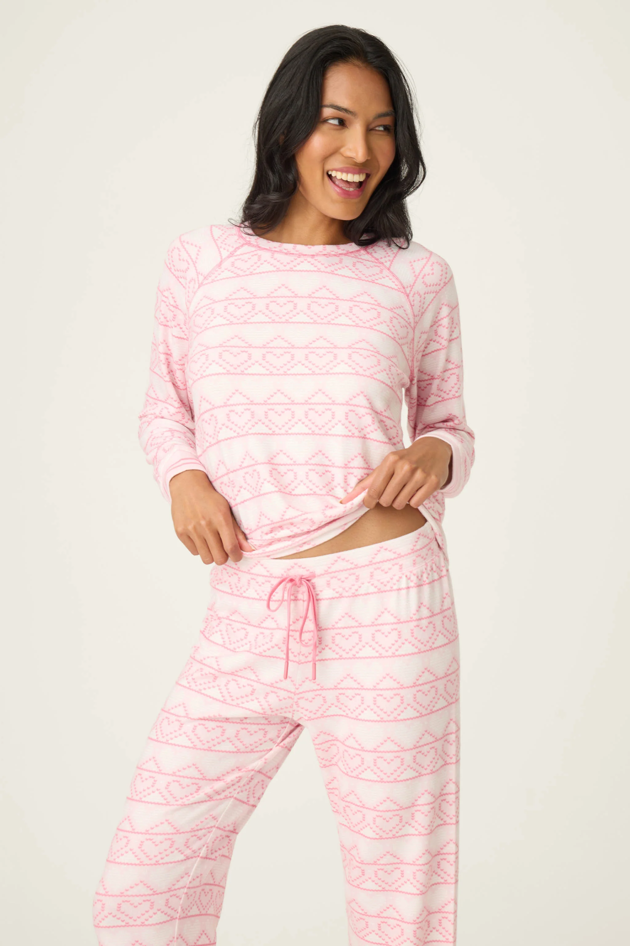 Fairisle Heart Print Peachy PJ Set - Image 3