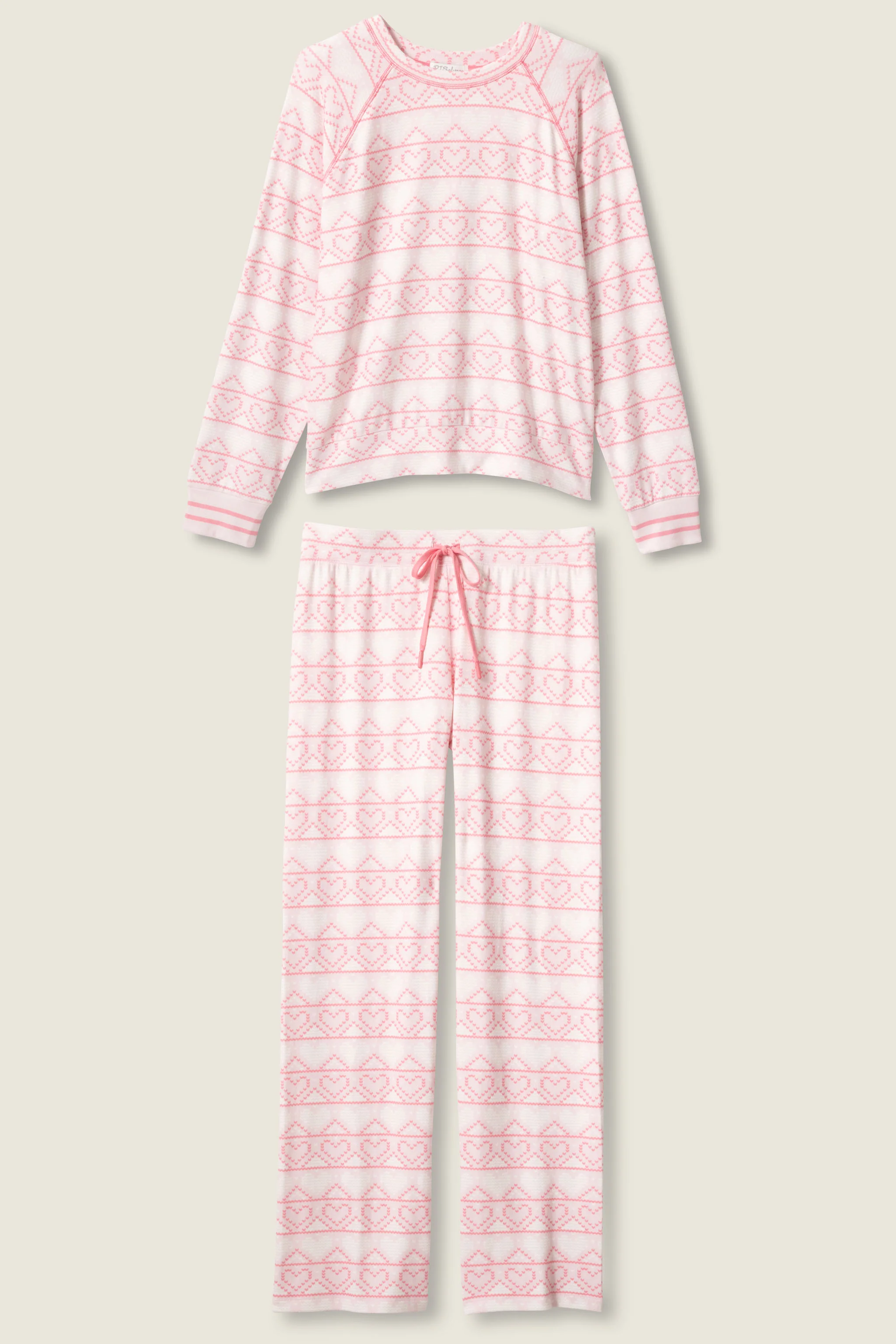 Fairisle Heart Print Peachy PJ Set - Image 6