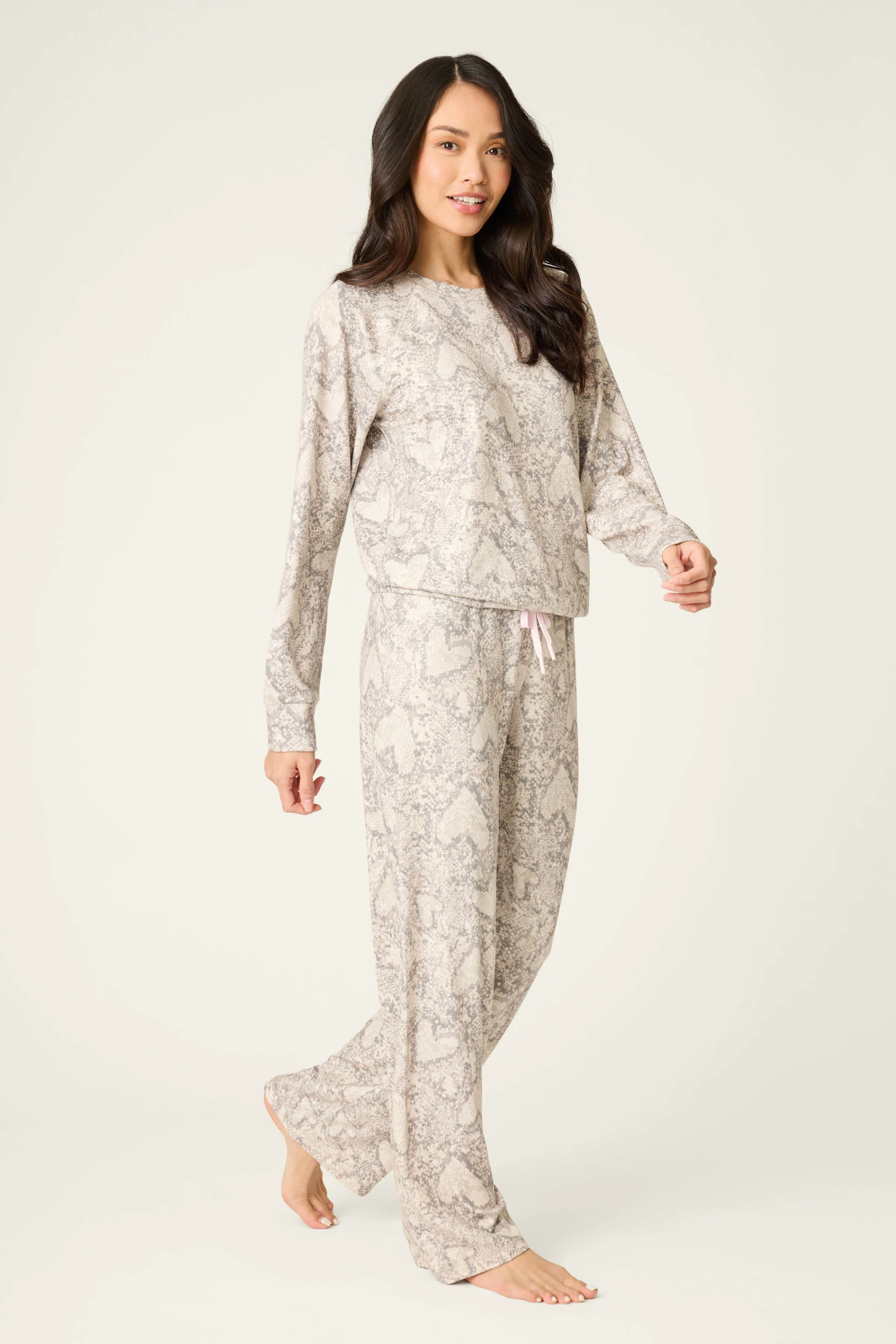 Snakeskin Heart Print Peachy PJ Set - Image 3