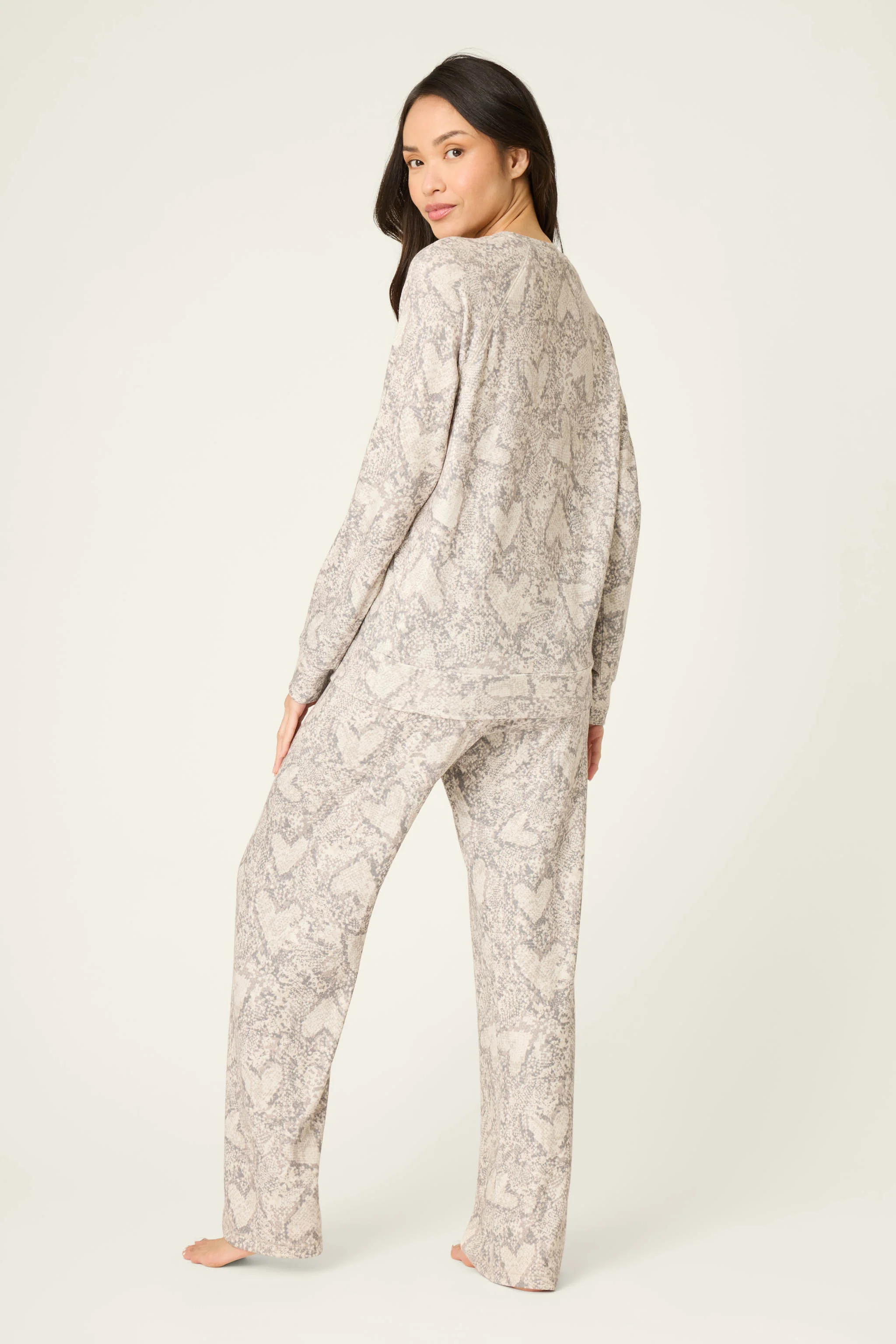 Snakeskin Heart Print Peachy PJ Set - Image 4