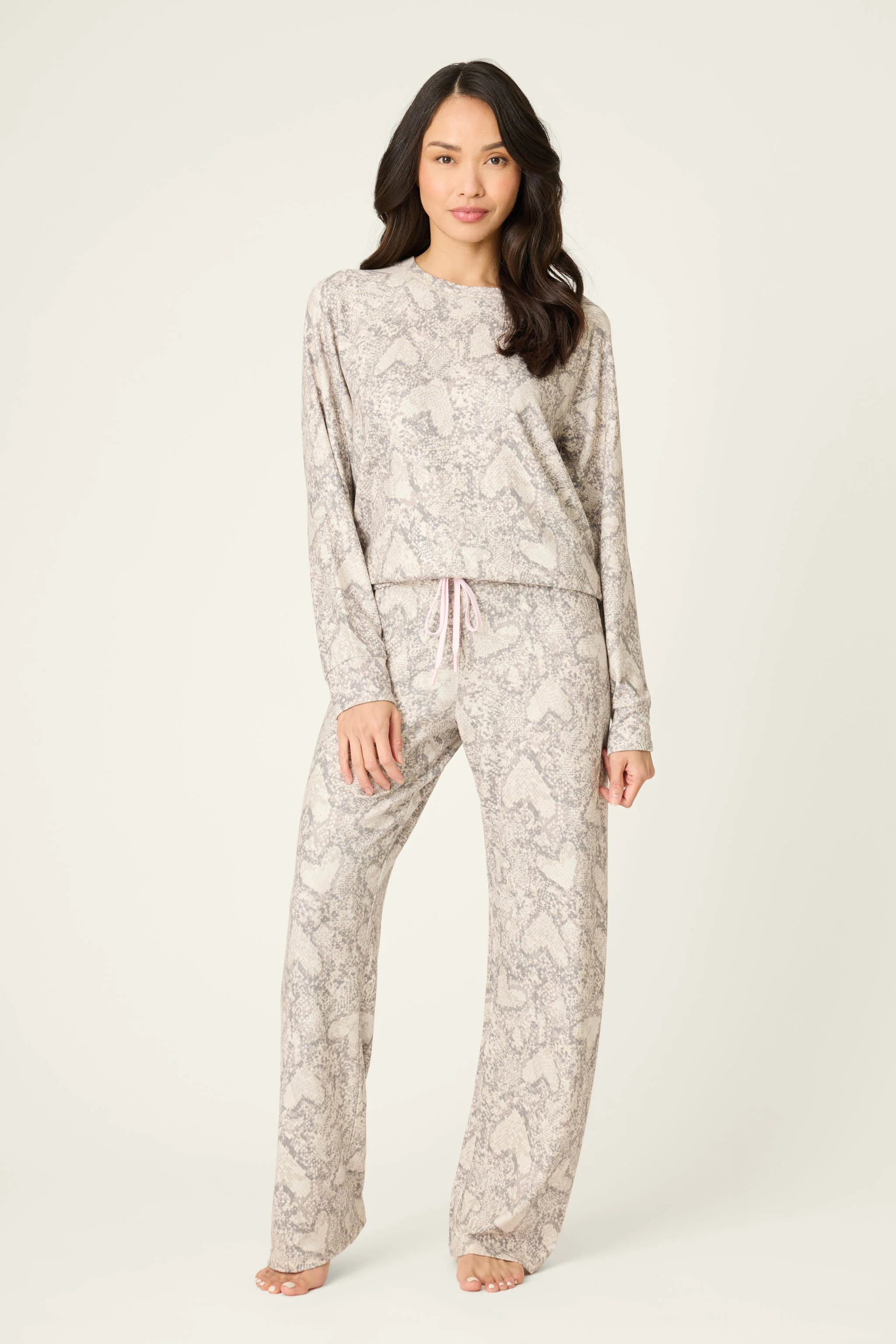 Snakeskin Heart Print Peachy PJ Set - Image 6