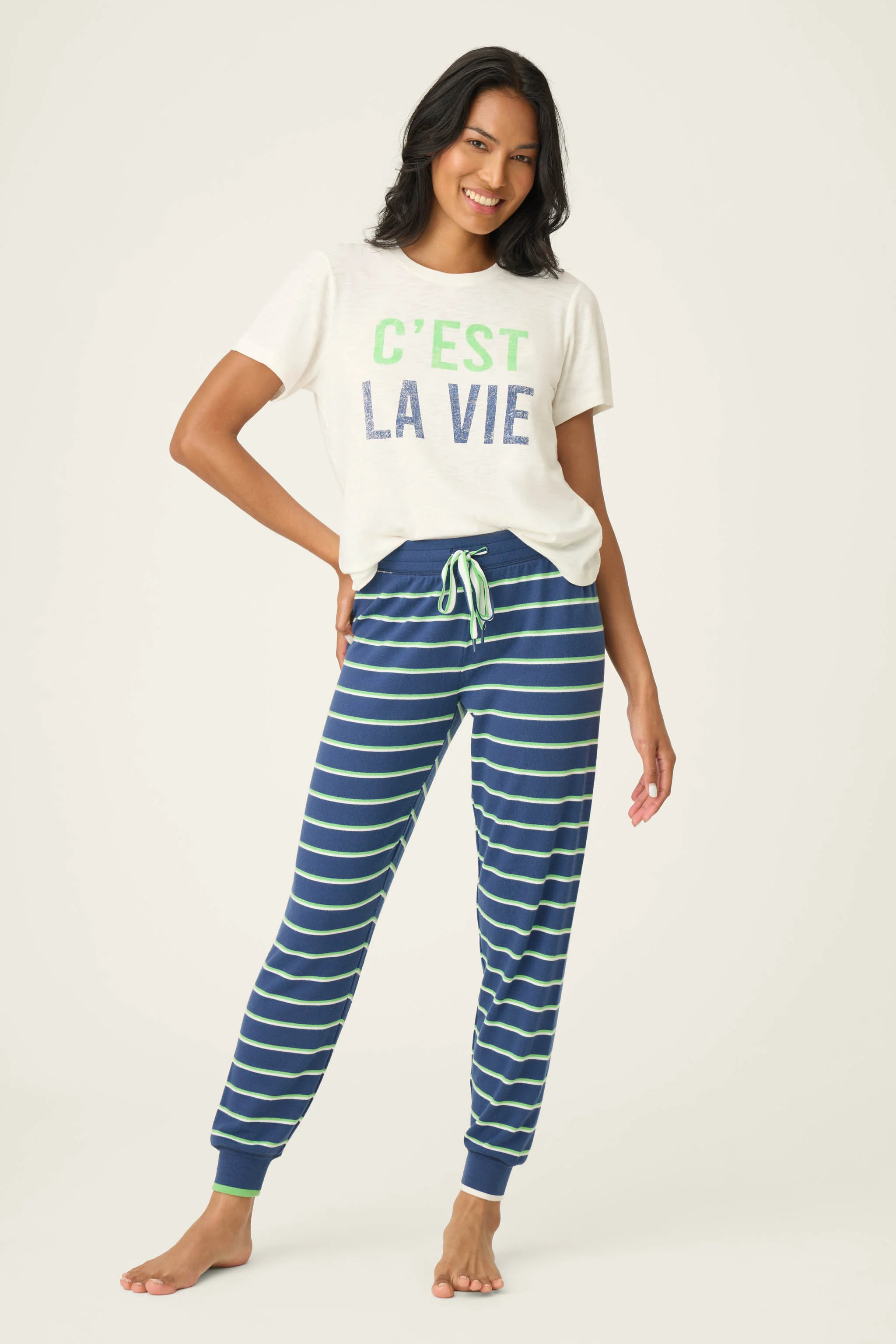 C'est La Vie Striped Banded Pants - Image 3